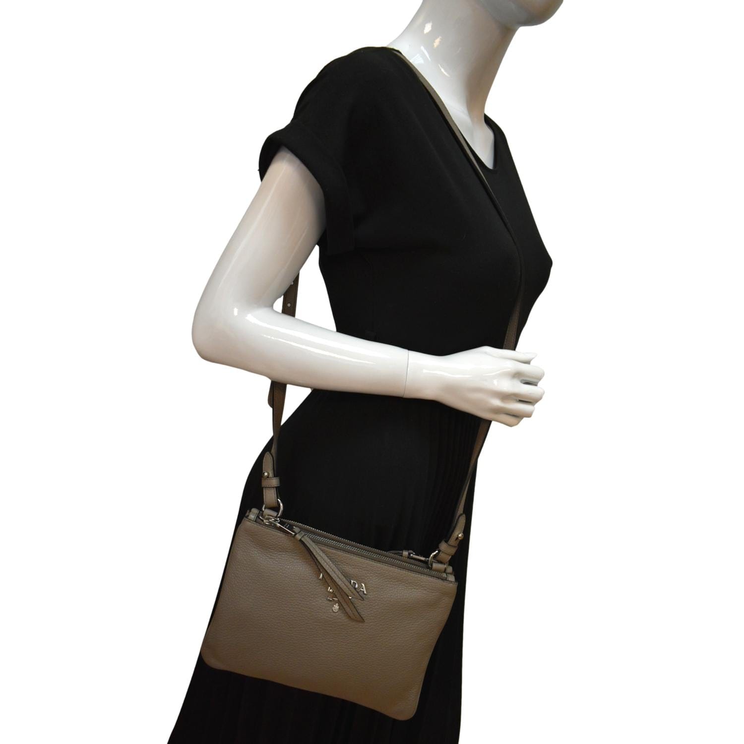 Vitello Phenix Crossbody Bag Leather Beige