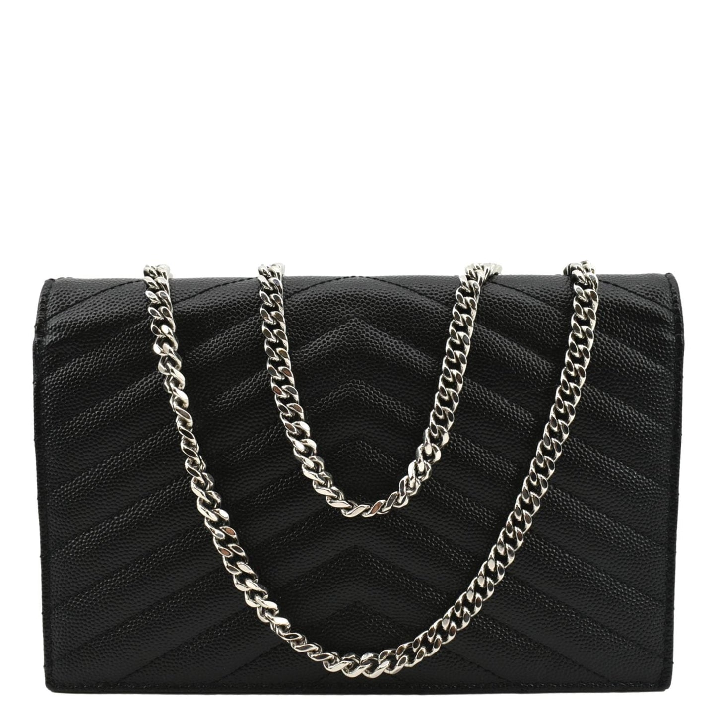 YSL Saint Laurent Yves Cassandre Grain De Poudre Crossbody Bag Black Chain