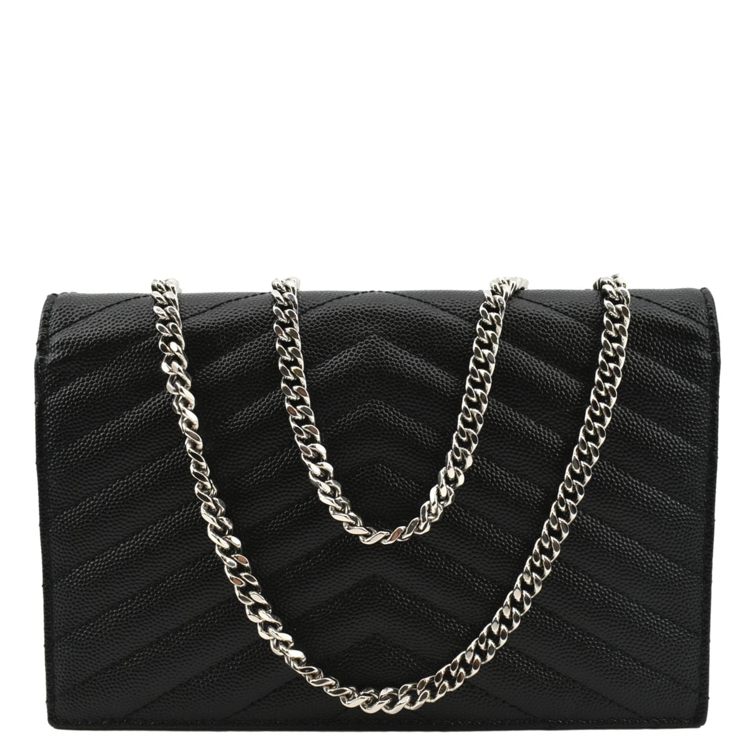 YSL Saint Laurent Yves Cassandre Grain De Poudre Crossbody Bag Black Chain