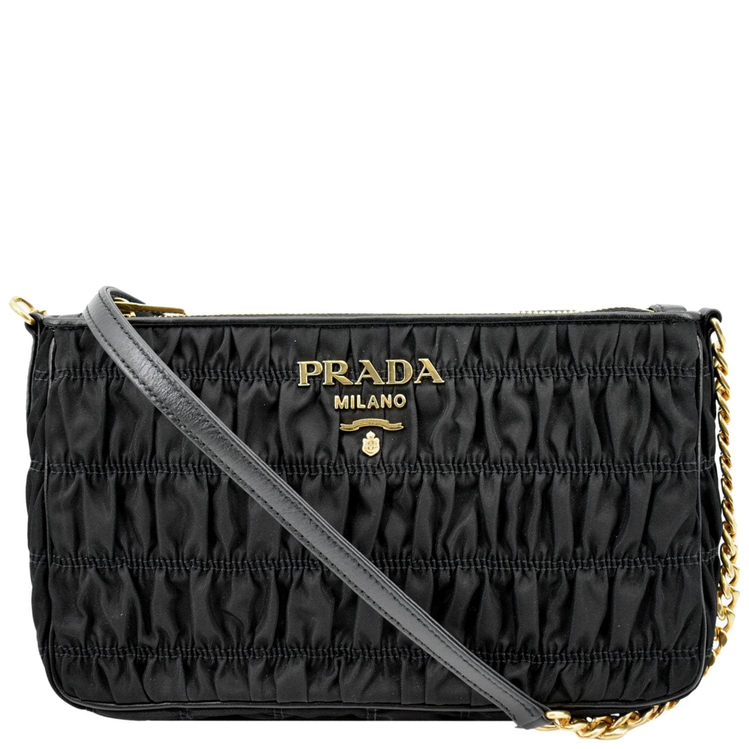 Prada Tessuto Gaufre Shoulder Bag Nylon Black