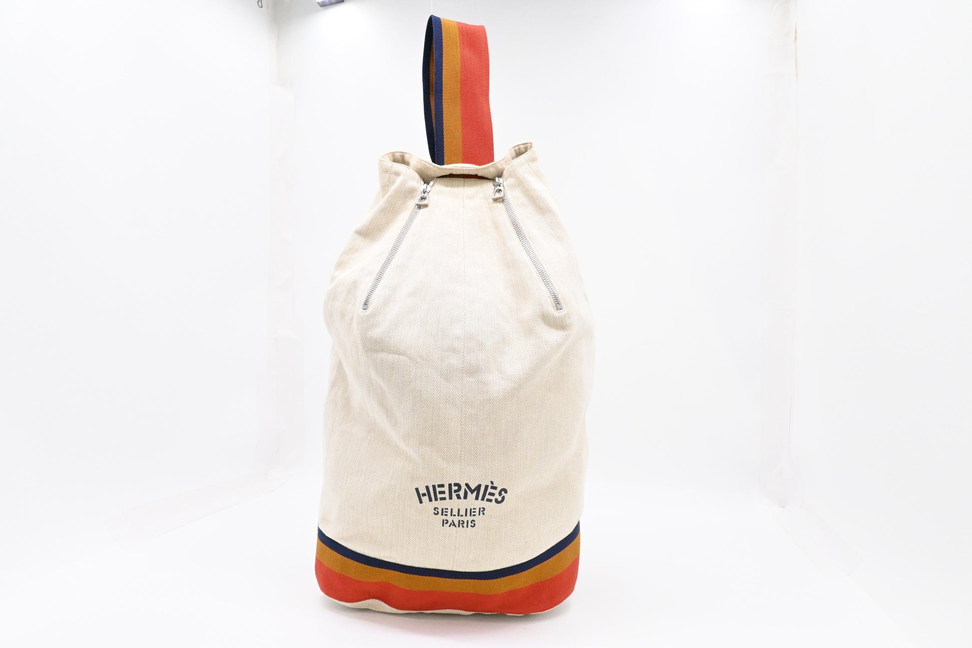 Hermes Cavalier Marine Bag In Canvas Beige Travel Bag