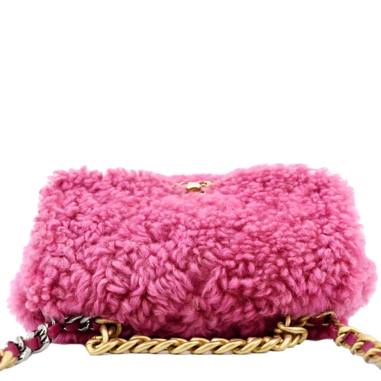 Chanel 19 Flap Shearling Sheepskin Pink Travel Bag