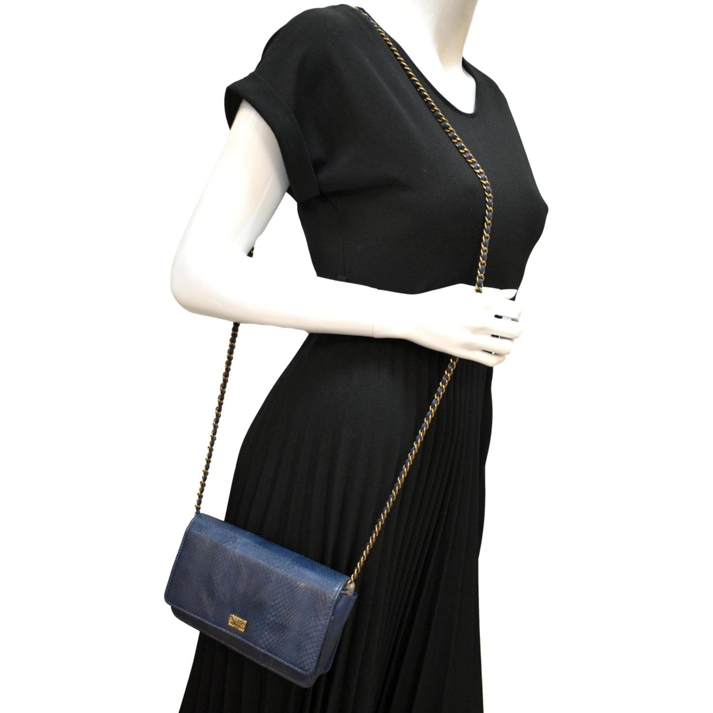 Chanel Charm on Python Leather Blue Key Chain