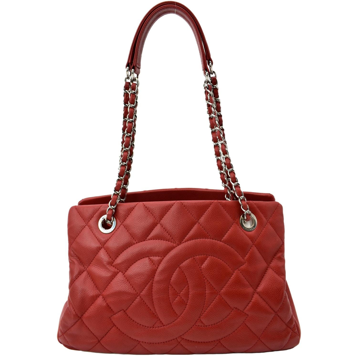 Chanel Timeless CC Soft Quilted Caviar Leather Red Travel Bag