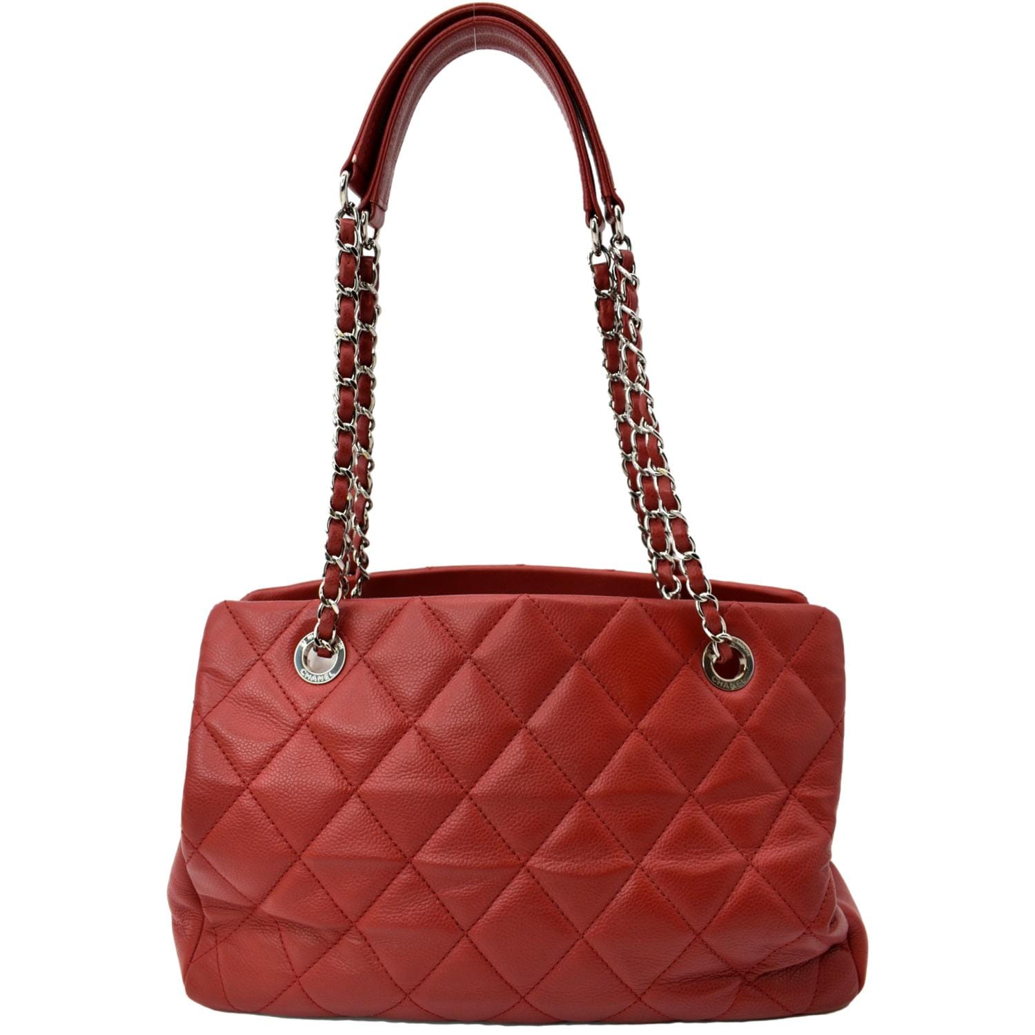 Chanel Timeless CC Soft Quilted Caviar Leather Red Travel Bag
