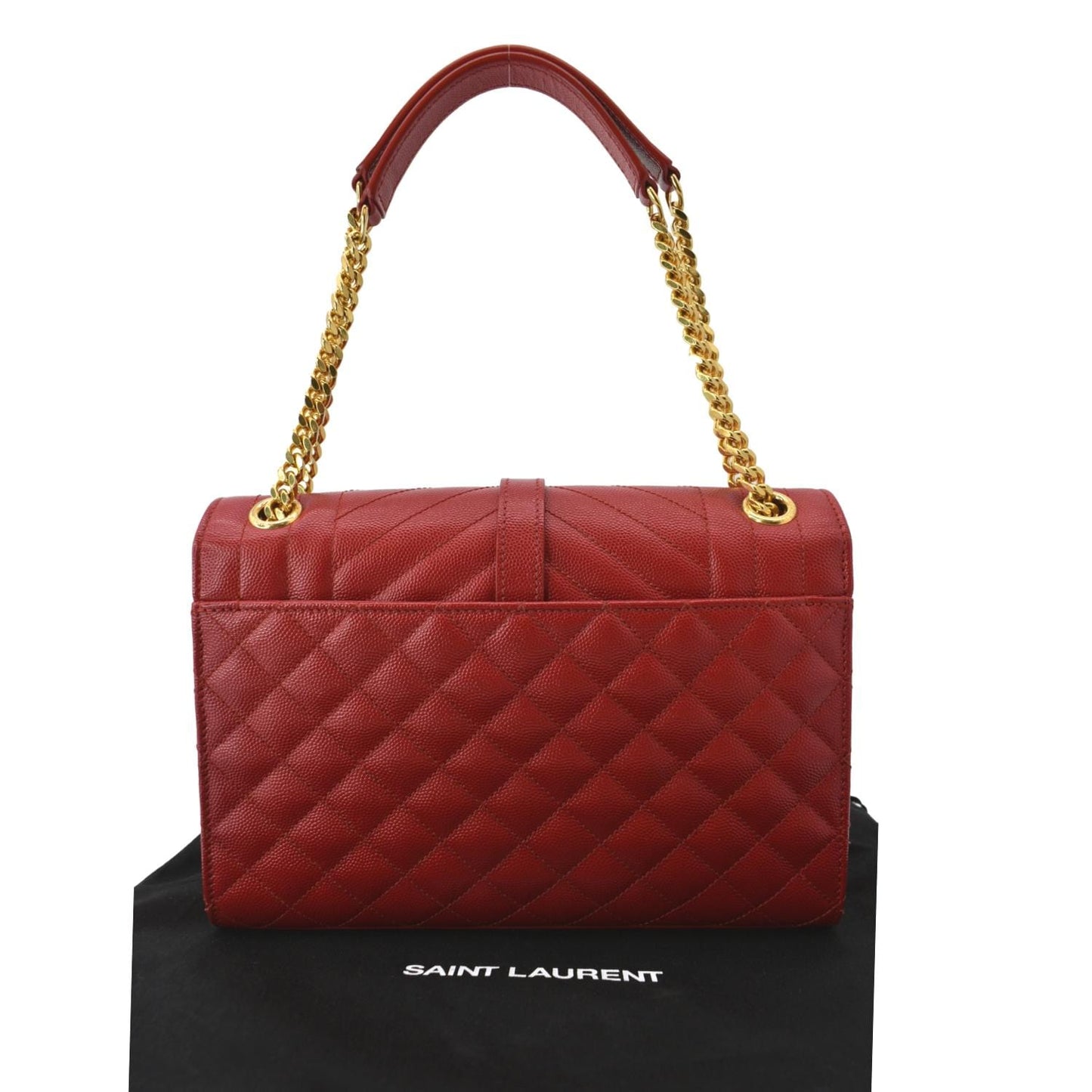 YSL Saint Laurent Yves Envelope Shoulder Bag Leather Red Medium