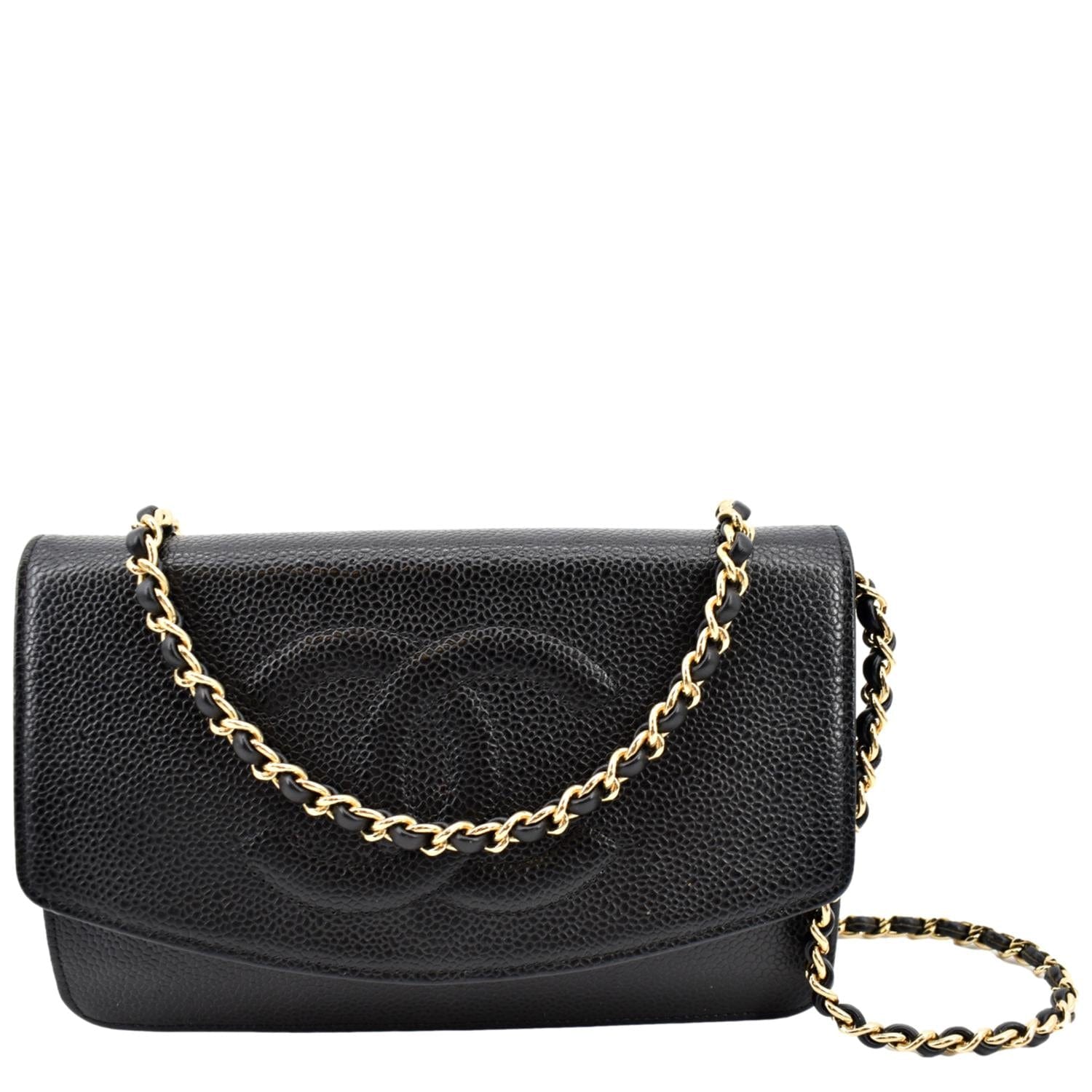 Chanel Timeless WOC Caviar on Leather Black Wallet Case