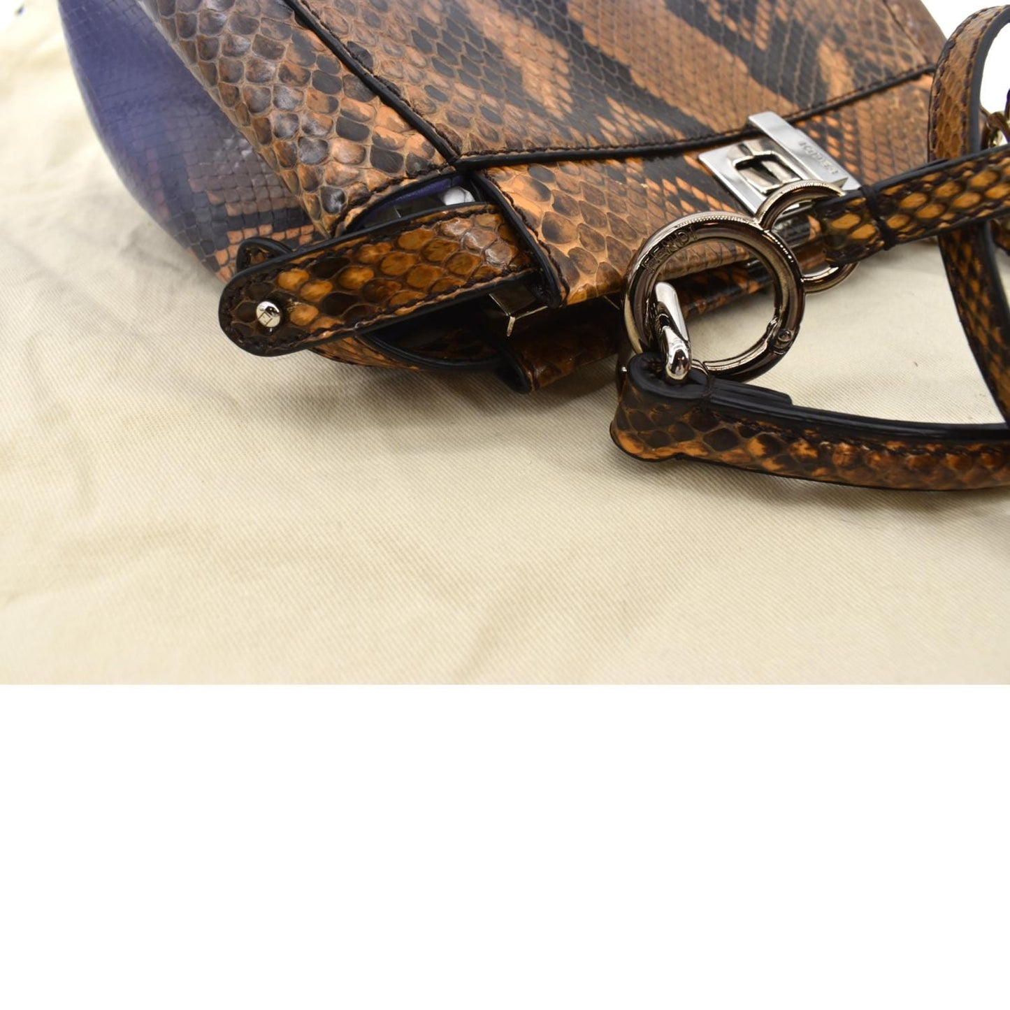 Fendi Peekaboo Shoulder Bag Leather Python Brown