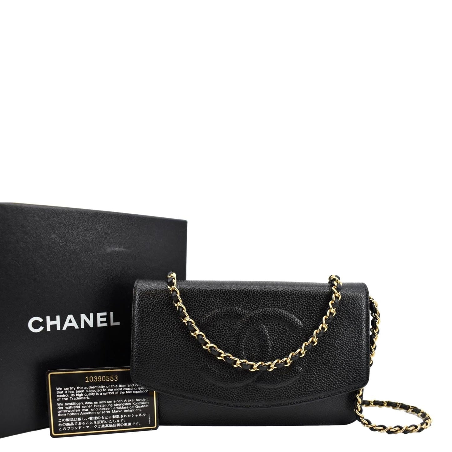 Chanel Timeless WOC Caviar on Leather Black Wallet Case