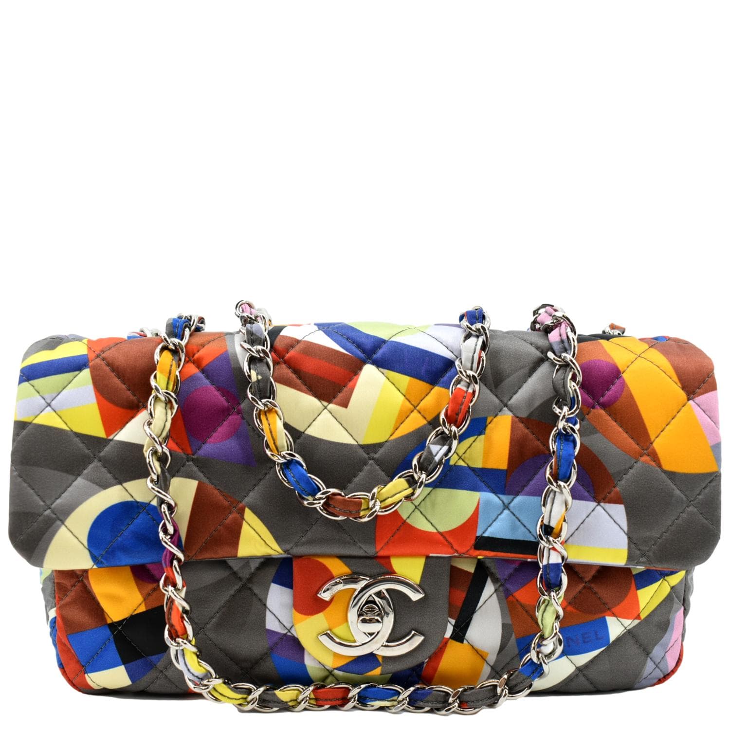 Chanel Printed Coco Color Flap Nylon Multicolor Travel Bag