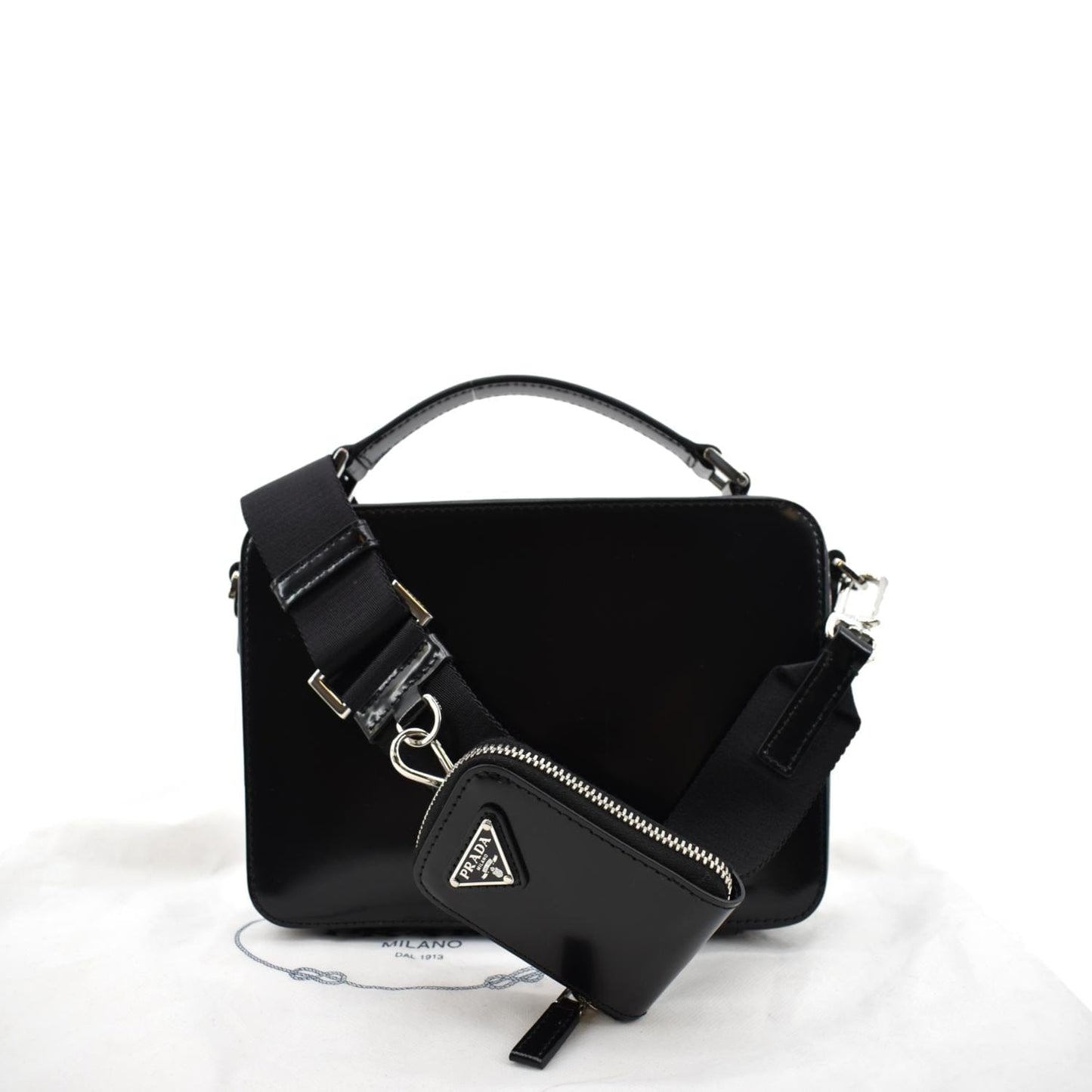 Brique Patent Crossbody Bag Leather Black