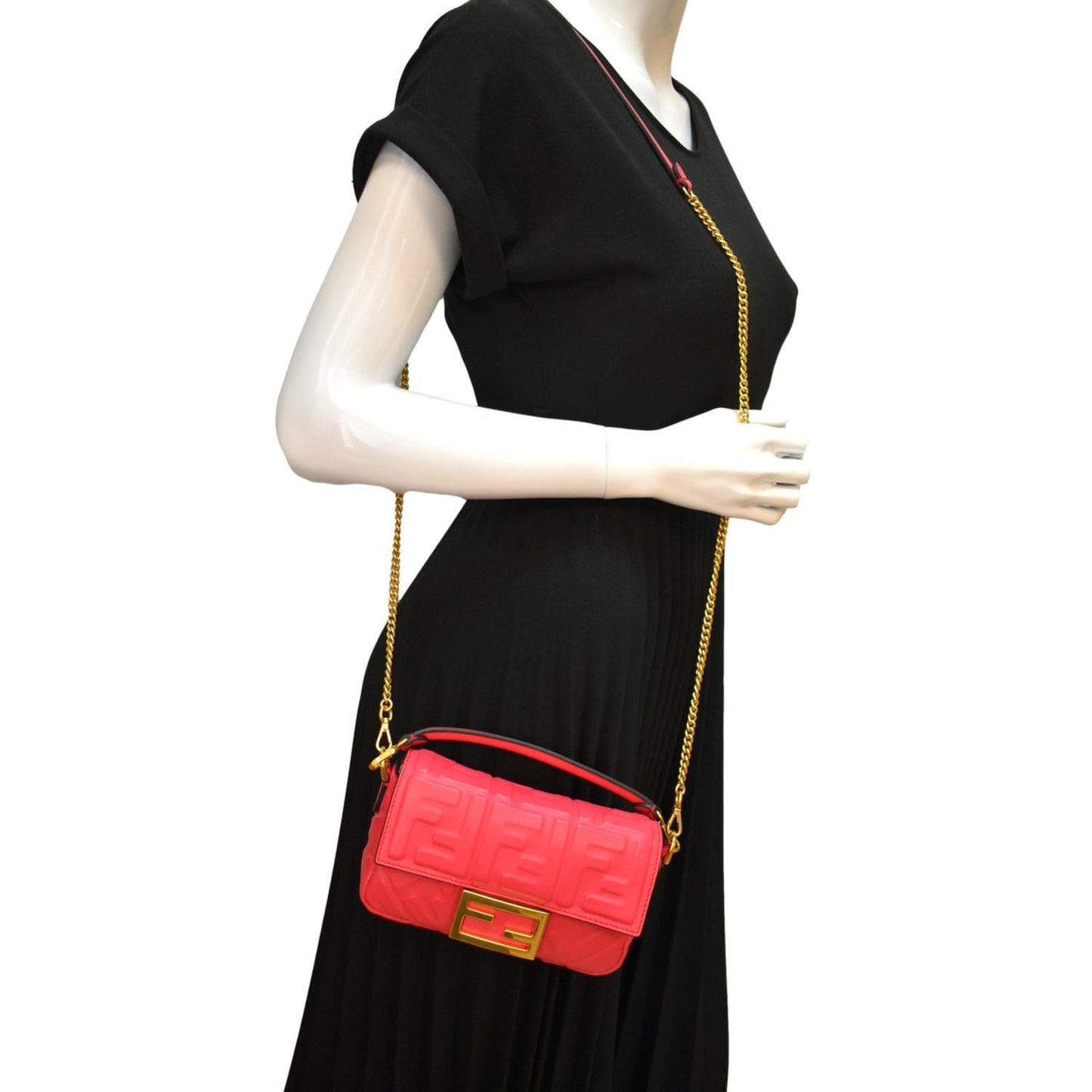 Fendi Baguette Nappa Crossbody Bag Leather Red Shoulder Bag