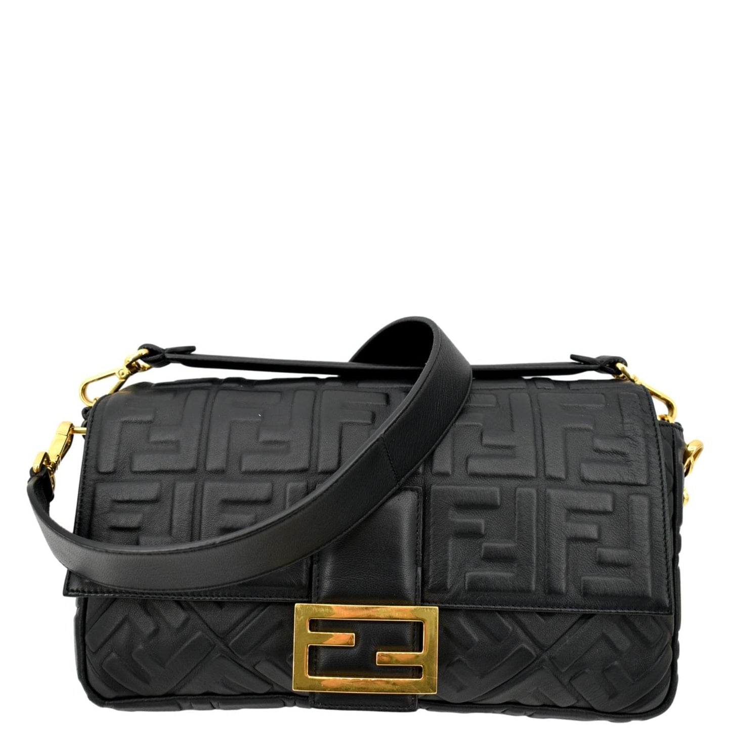 Fendi Baguette Shoulder Bag Leather Black