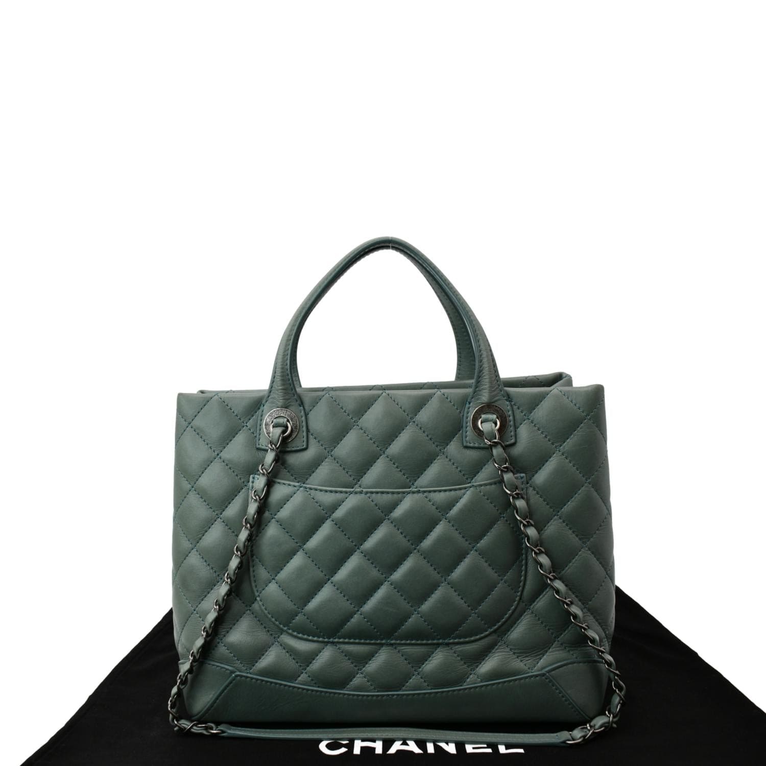 Chanel Quilted Easy Shopping Light Leather Green Travel Bag
