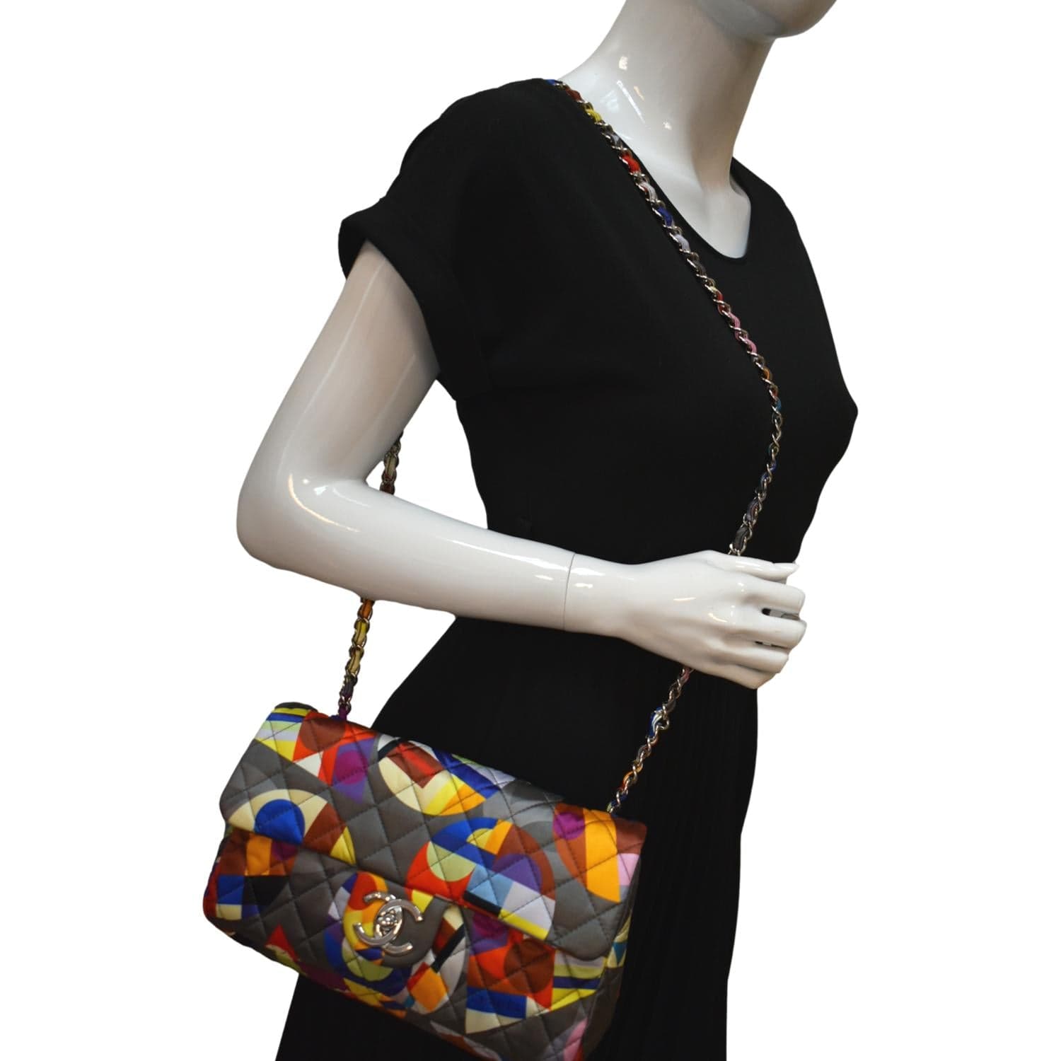 Chanel Printed Coco Color Flap Nylon Multicolor Travel Bag
