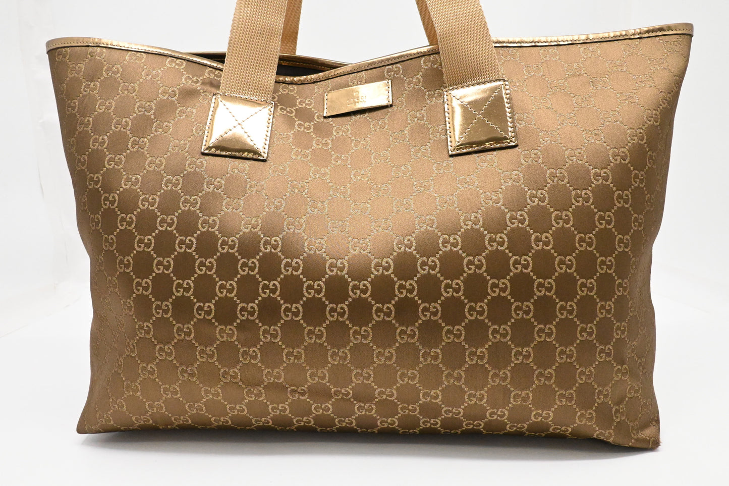 Gucci GG Canvas Brown Gold Large Tote Bag