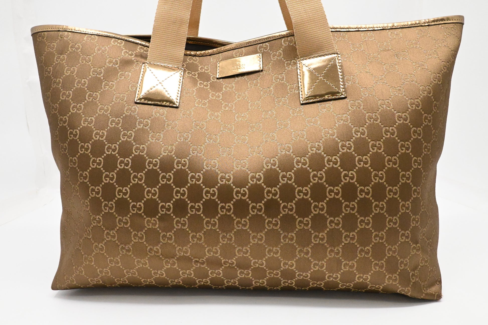 Gucci GG Canvas Brown Gold Large Tote Bag
