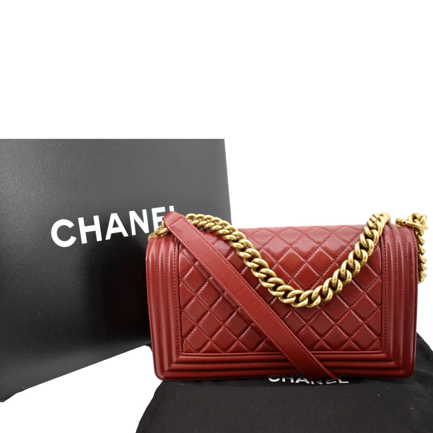 Chanel Boy Flap Leather Calf Red Travel Bag