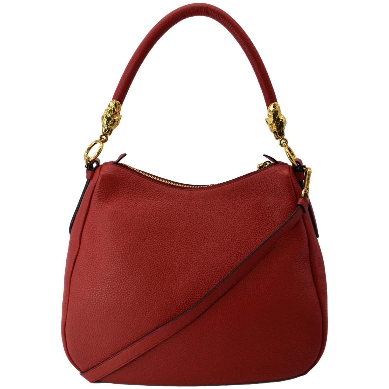 Vitello Daino Hobo Bag Leather Red Travel Bag