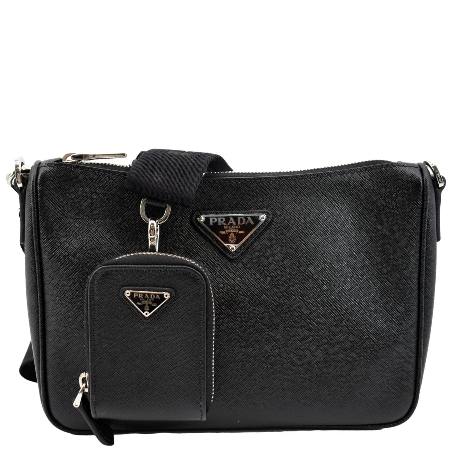 Prada Shoulder Bag 2Vh113 Leather Saffiano Black