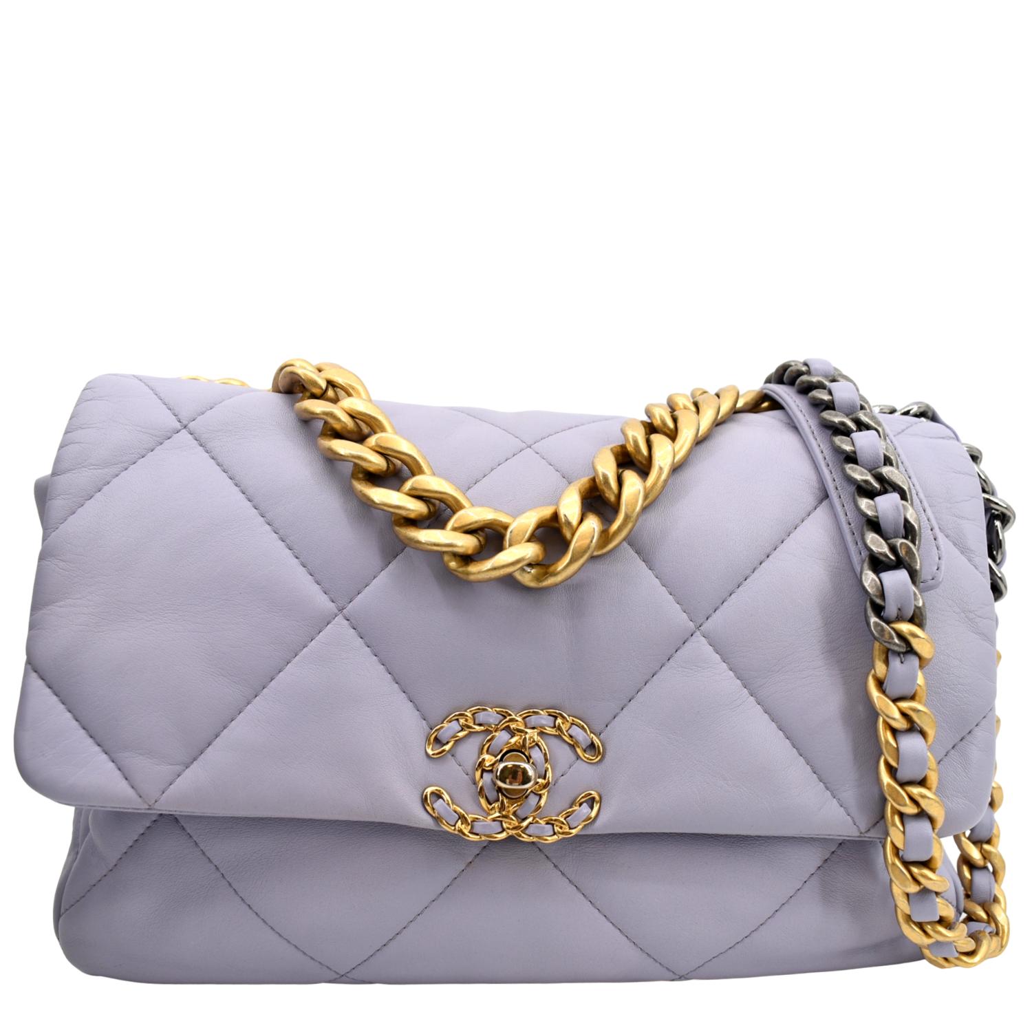 Chanel 19 Flap Quilted Violet Leather Lambskin Travel Bag