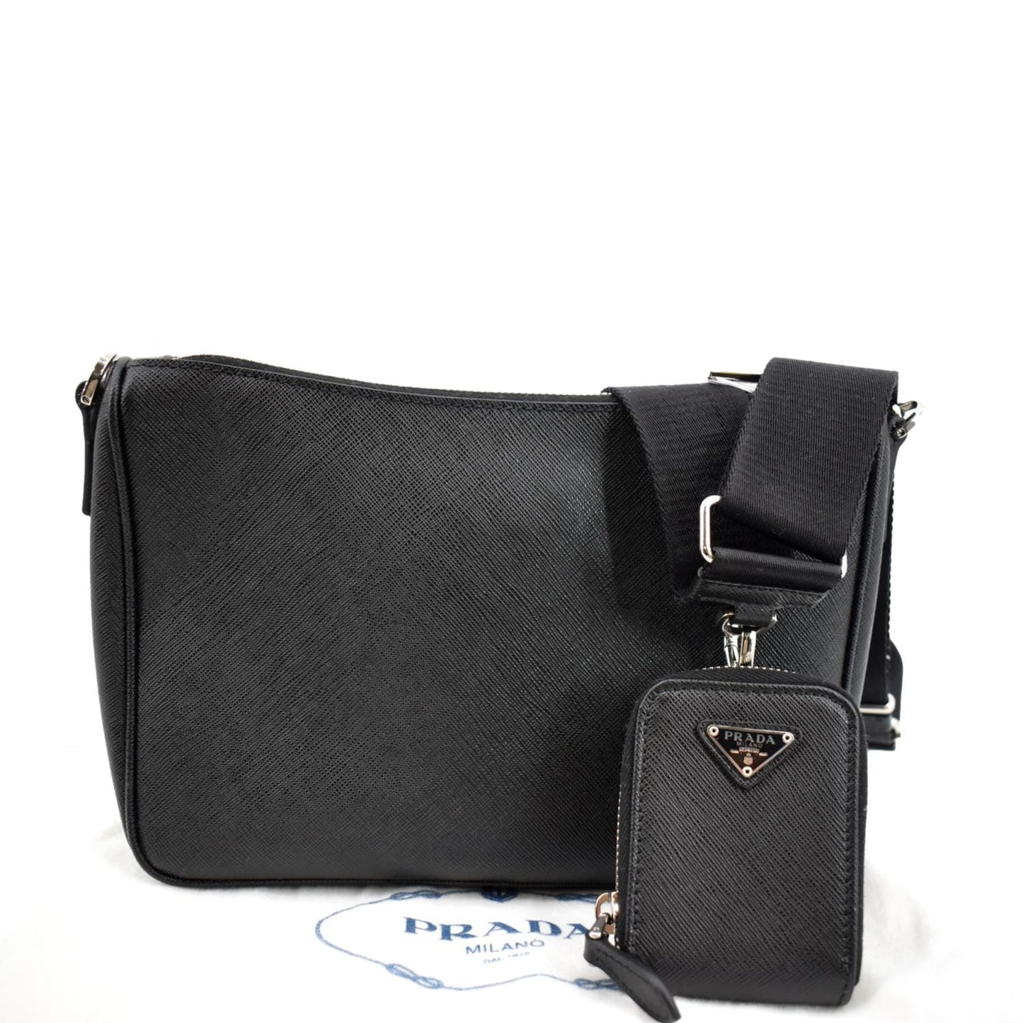 Prada Shoulder Bag 2Vh113 Leather Saffiano Black