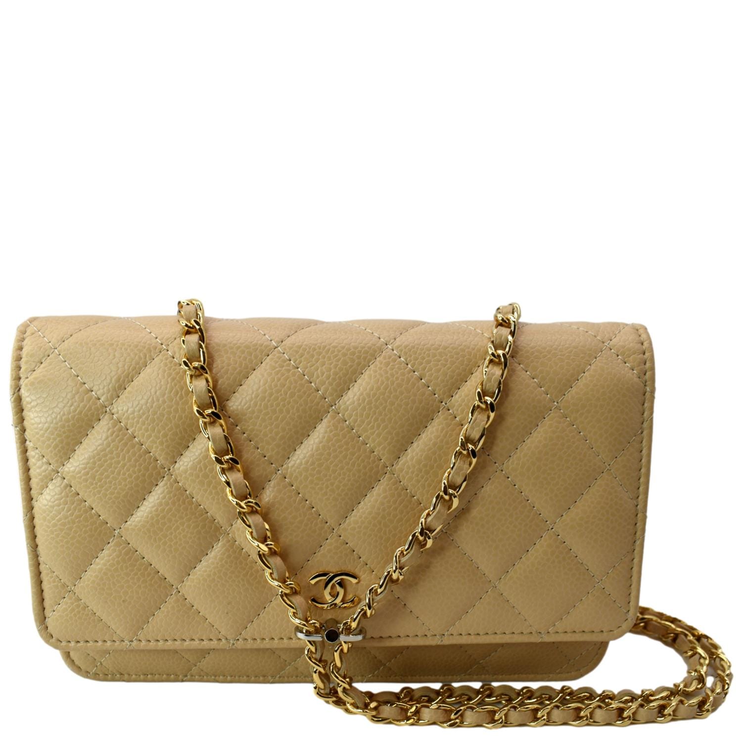 Chanel CC WOC On Camel Leather Wallet Case