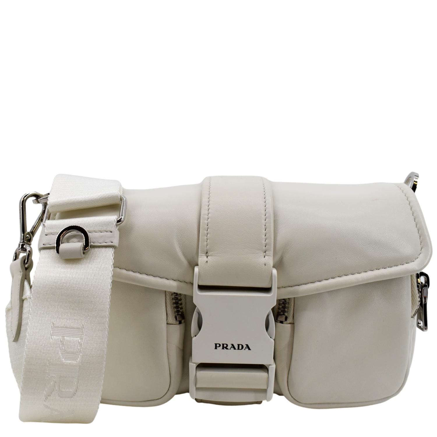 Prada Borsa Pocket Con Nappa Shoulder Bag Leather White