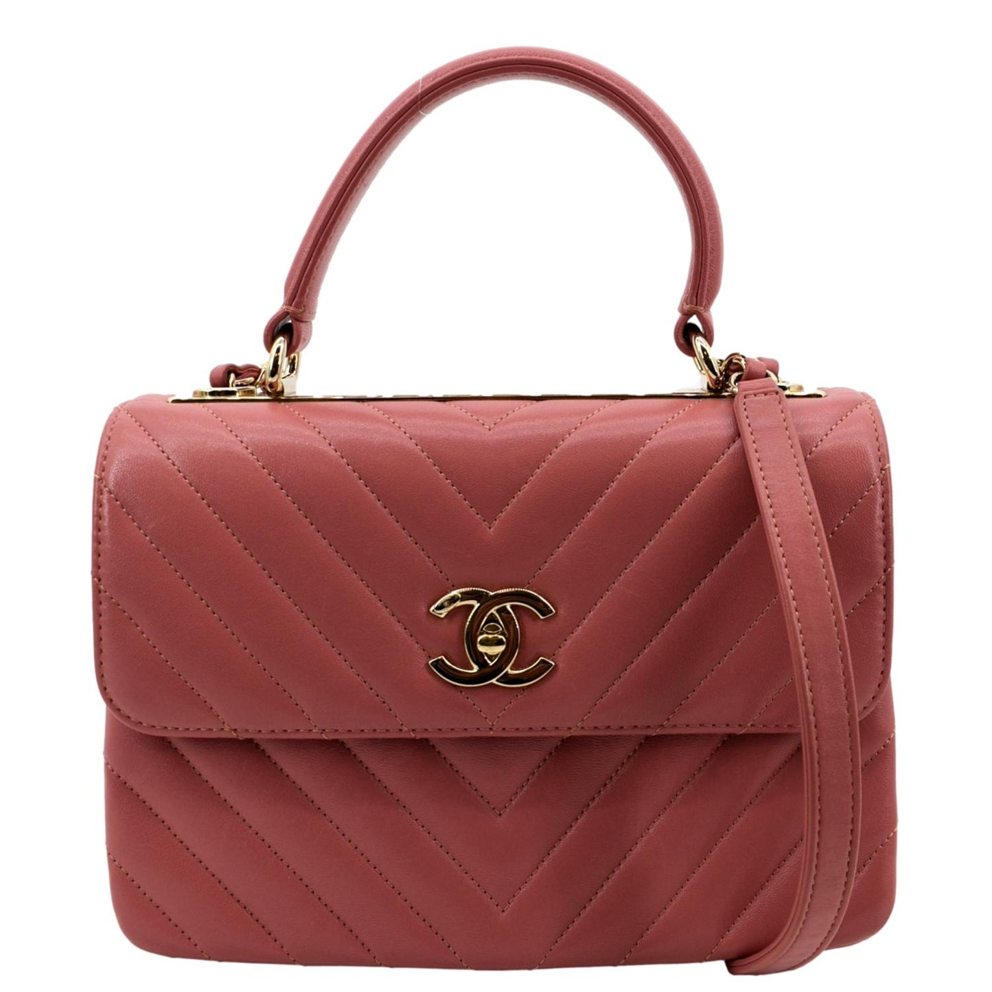 Chanel Trendy CC Chevron Top Handle Pink Travel Bag