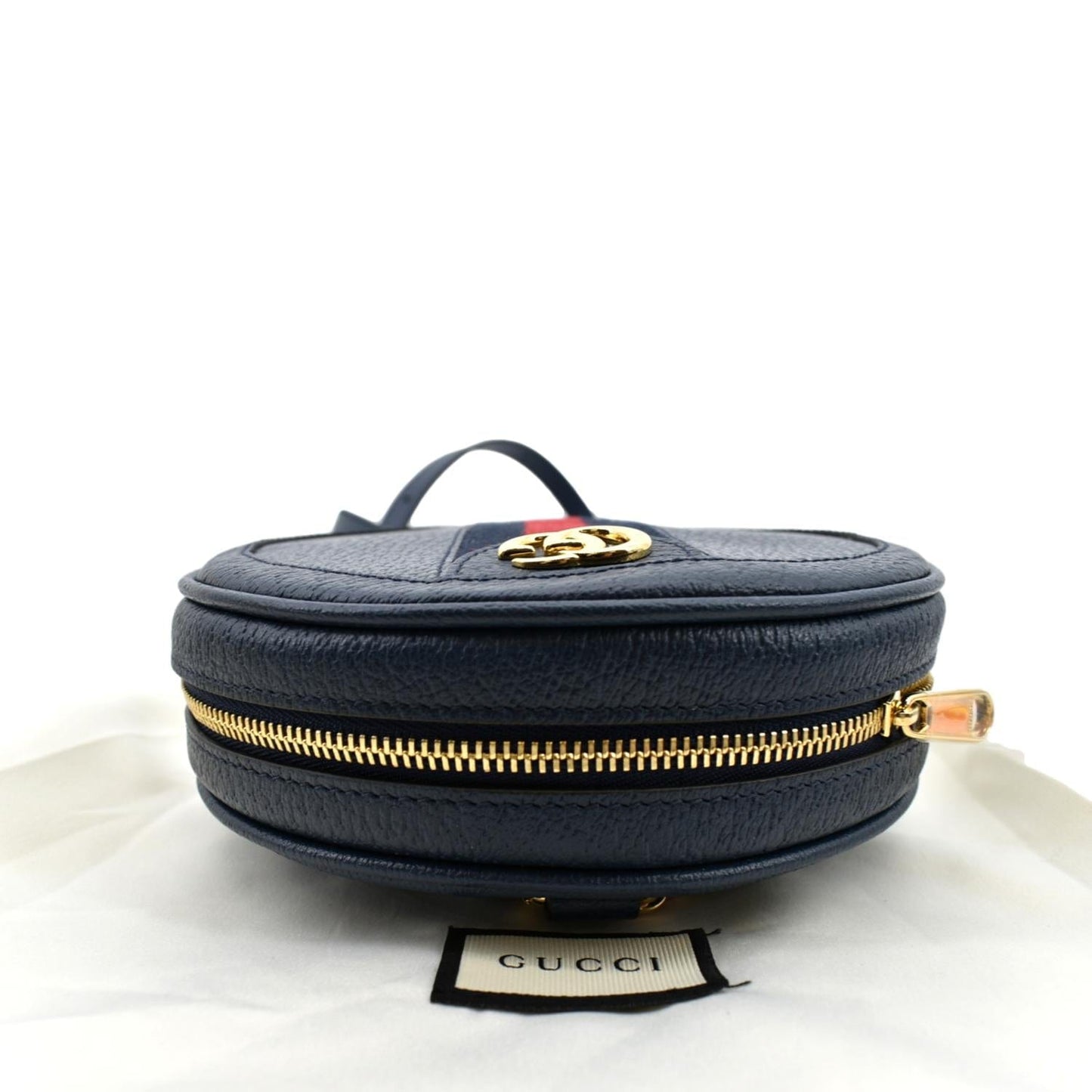 GUCCI Ophidia Mini GG Round Web Monogram Leather Backpack Bag Blue 598661