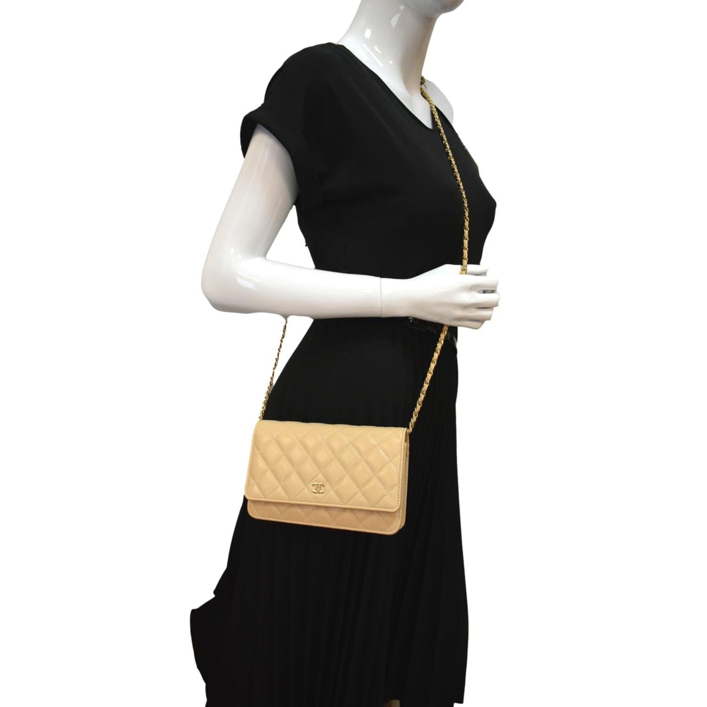 Chanel CC WOC On Camel Leather Wallet Case