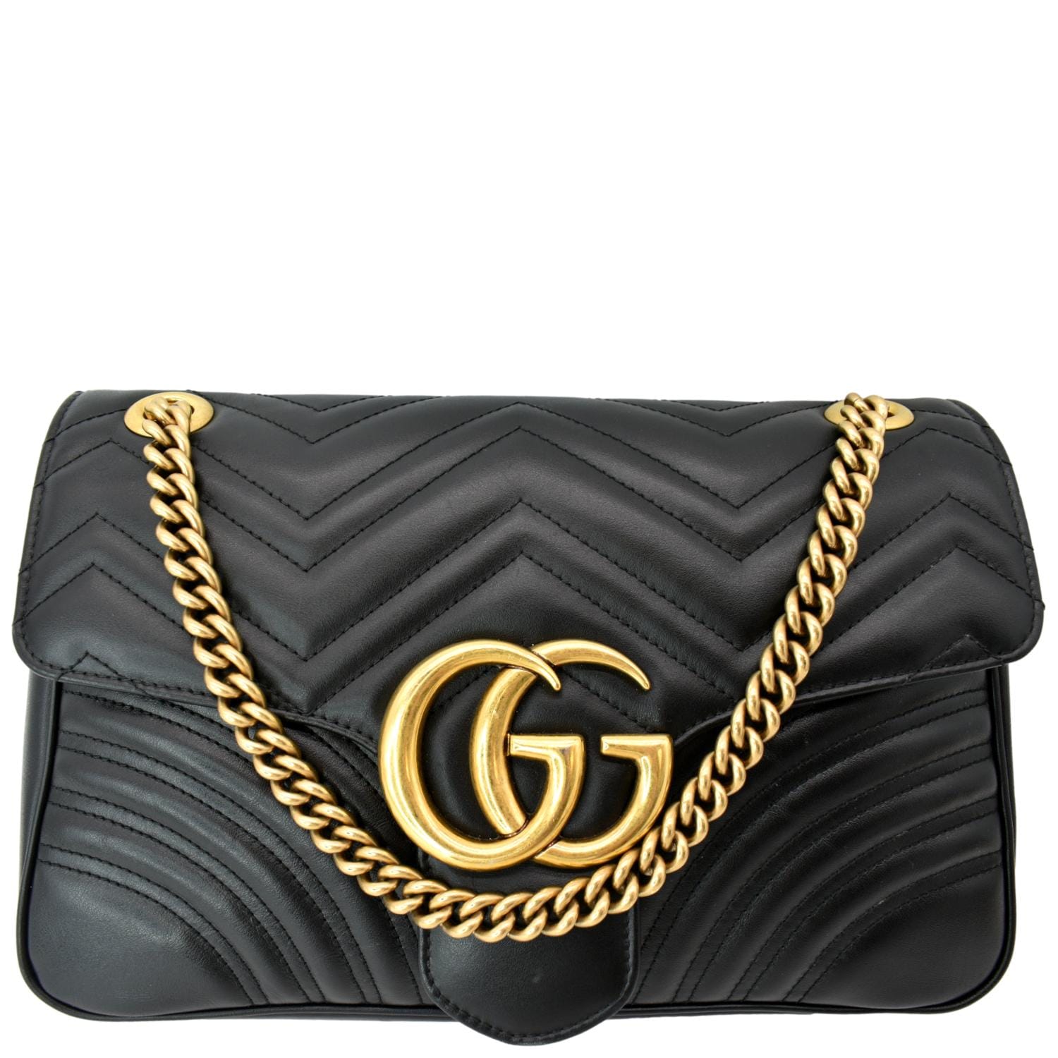 Gucci Marmont Shoulder Bag Matelasse Black Medium Matelasse