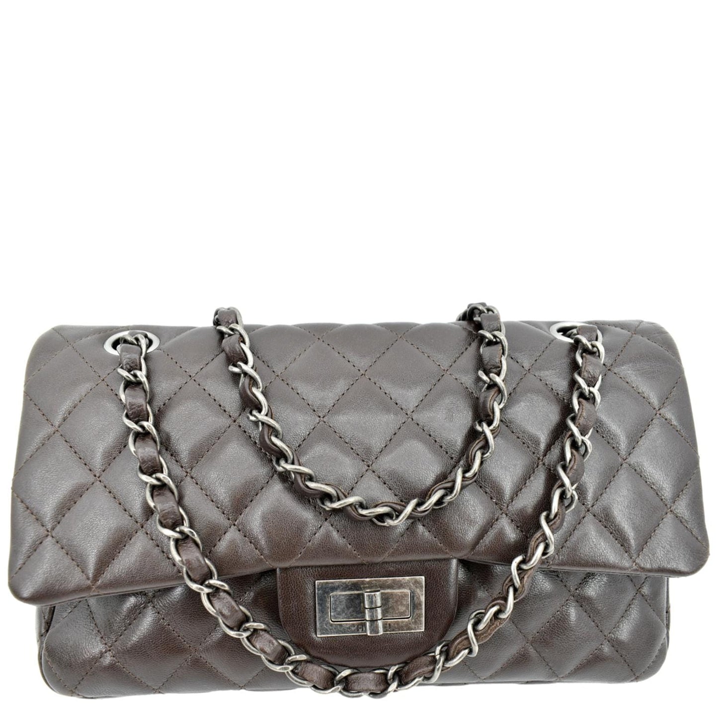 Chanel Reissue Double Flap Leather Brown Travel Bag
