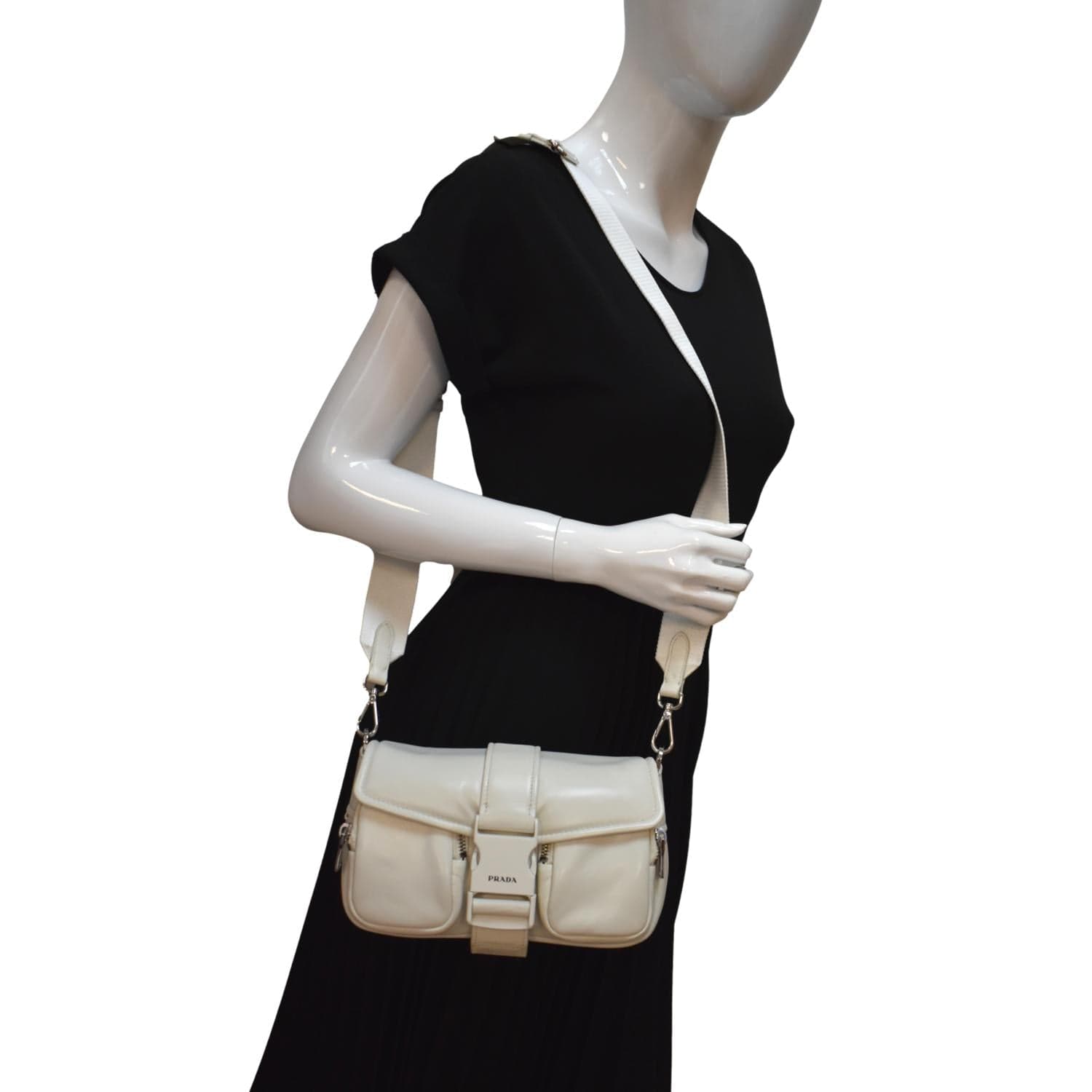 Prada Borsa Pocket Con Nappa Shoulder Bag Leather White