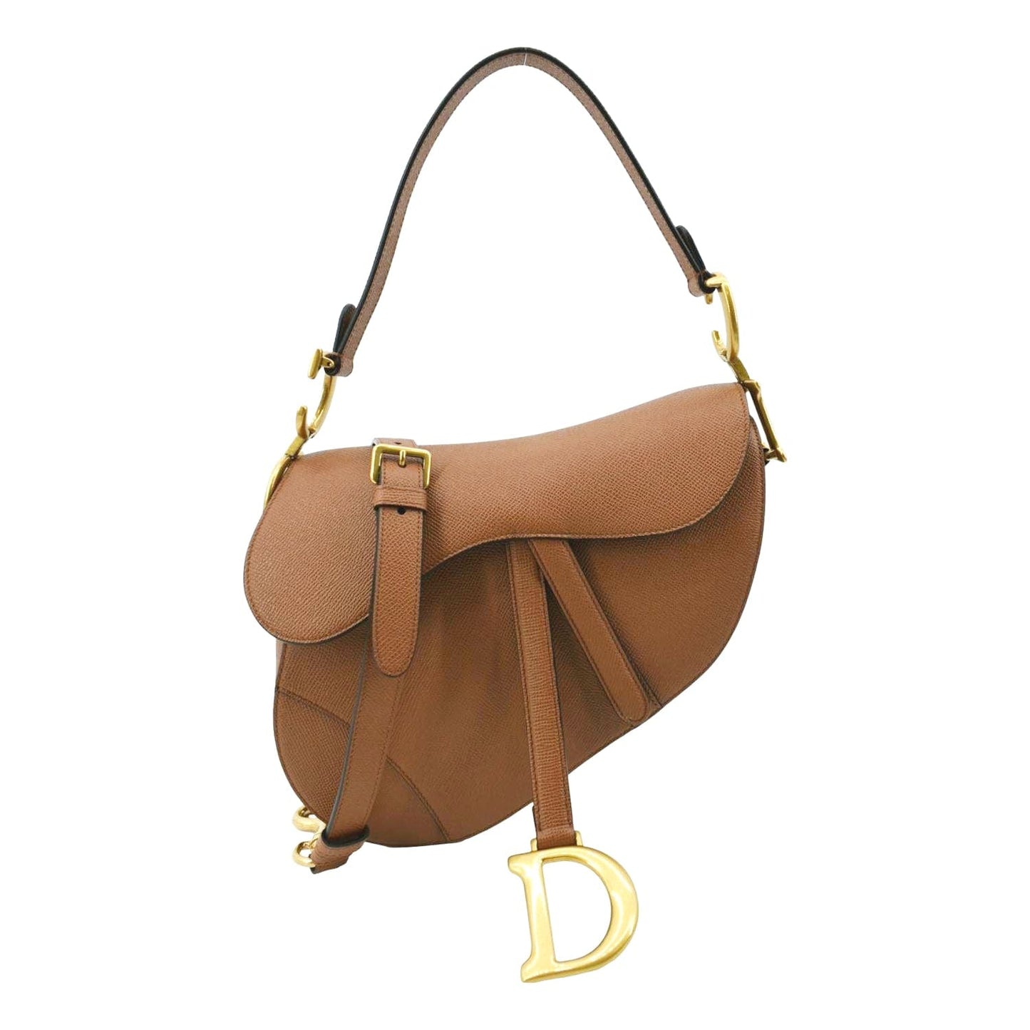 Dior Saddle Grained Calfskin Satchel Bag Cognac Leather Travel Bag