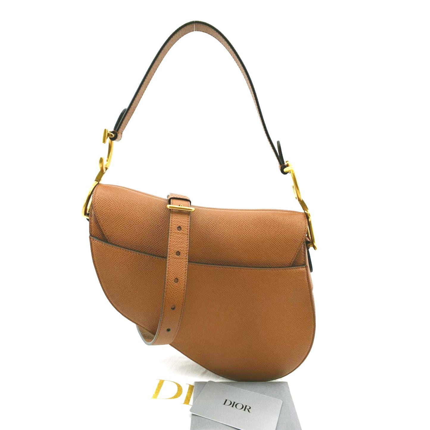 Dior Saddle Grained Calfskin Satchel Bag Cognac Leather