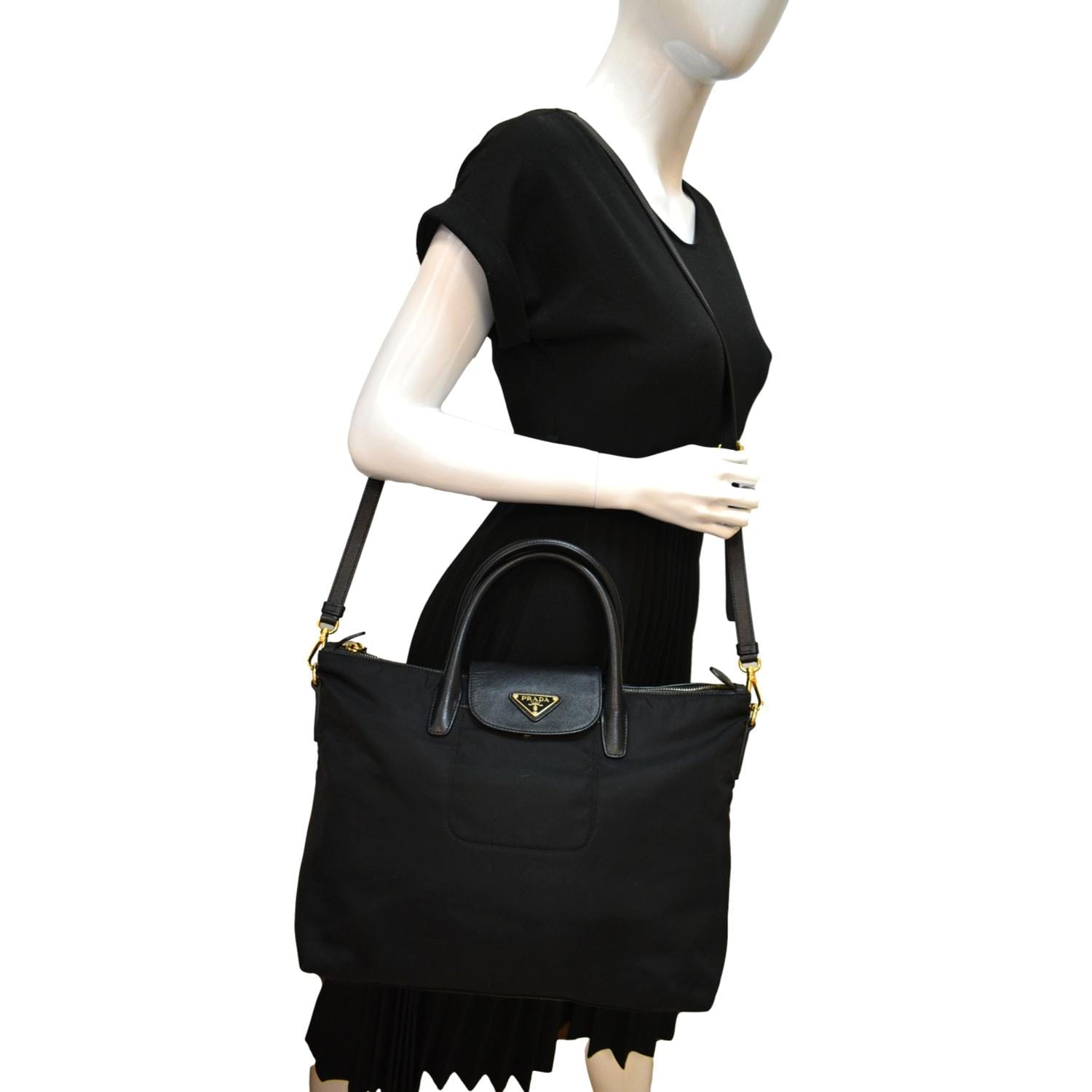 Prada Tessuto Tote Bag Leather Nylon Saffiano Tote Bag Bn2541