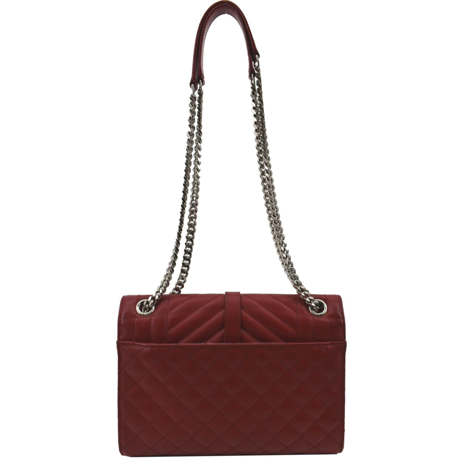 YSL Saint Laurent Yves Envelope Shoulder Bag Leather Matelasse Red Matelasse Envelope Flap