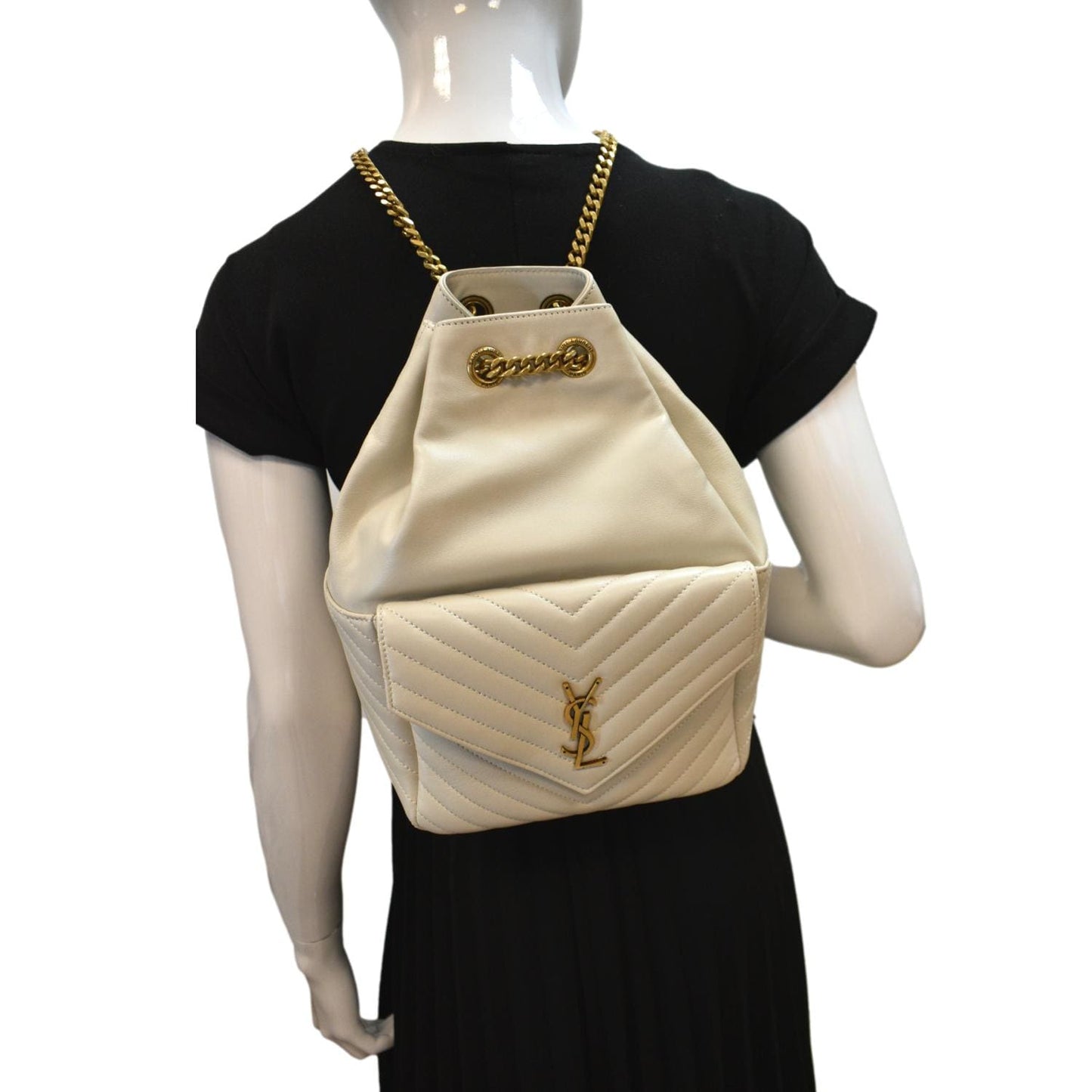 YSL Saint Laurent Saint Joe Lambskin Backpack Bag Blanc Leather