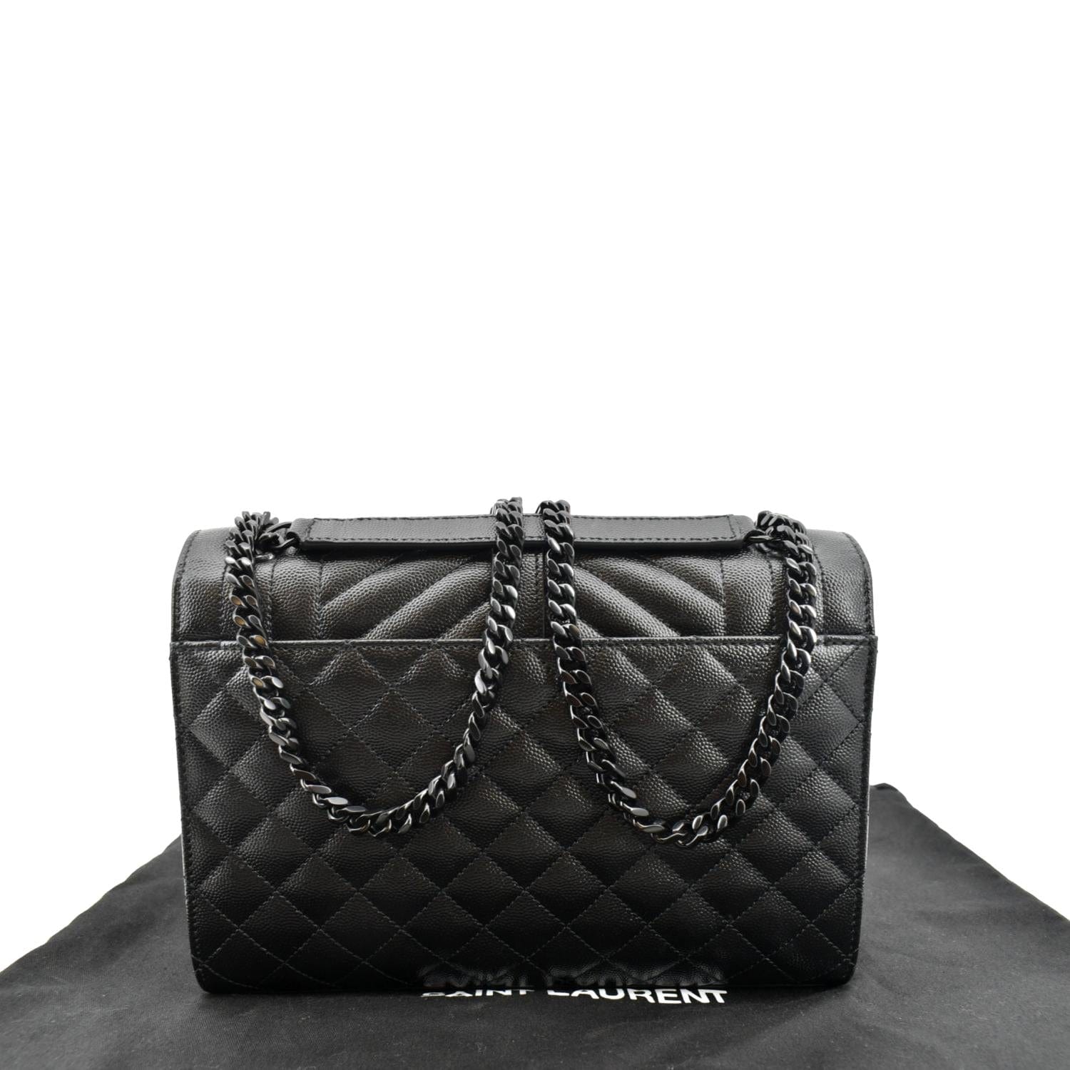 YSL Saint Laurent Yves Envelope Shoulder Bag Leather Black Medium Envelope Medium Bag