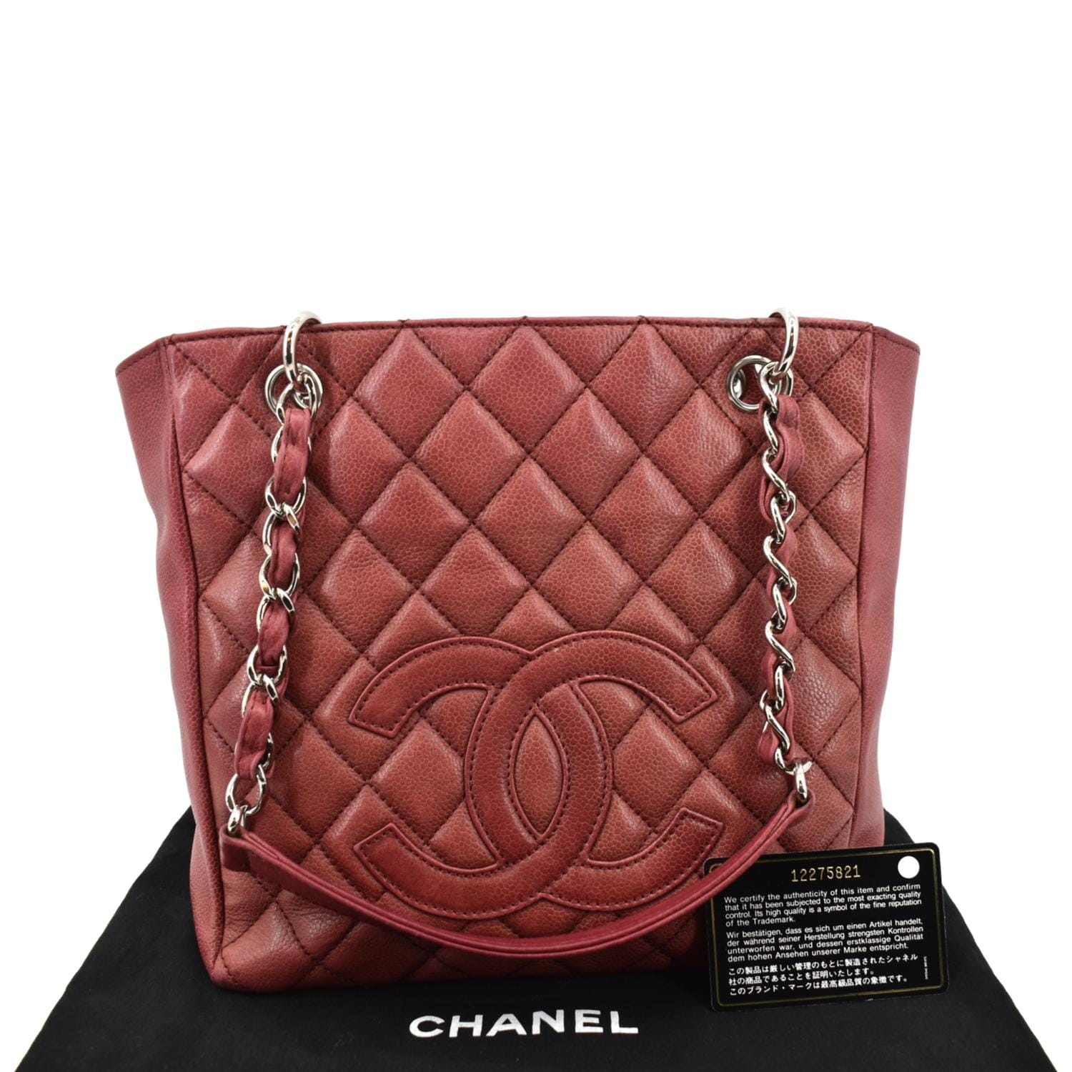 Chanel PST Quilted Caviar Petit Shopping Leather Red Travel Bag