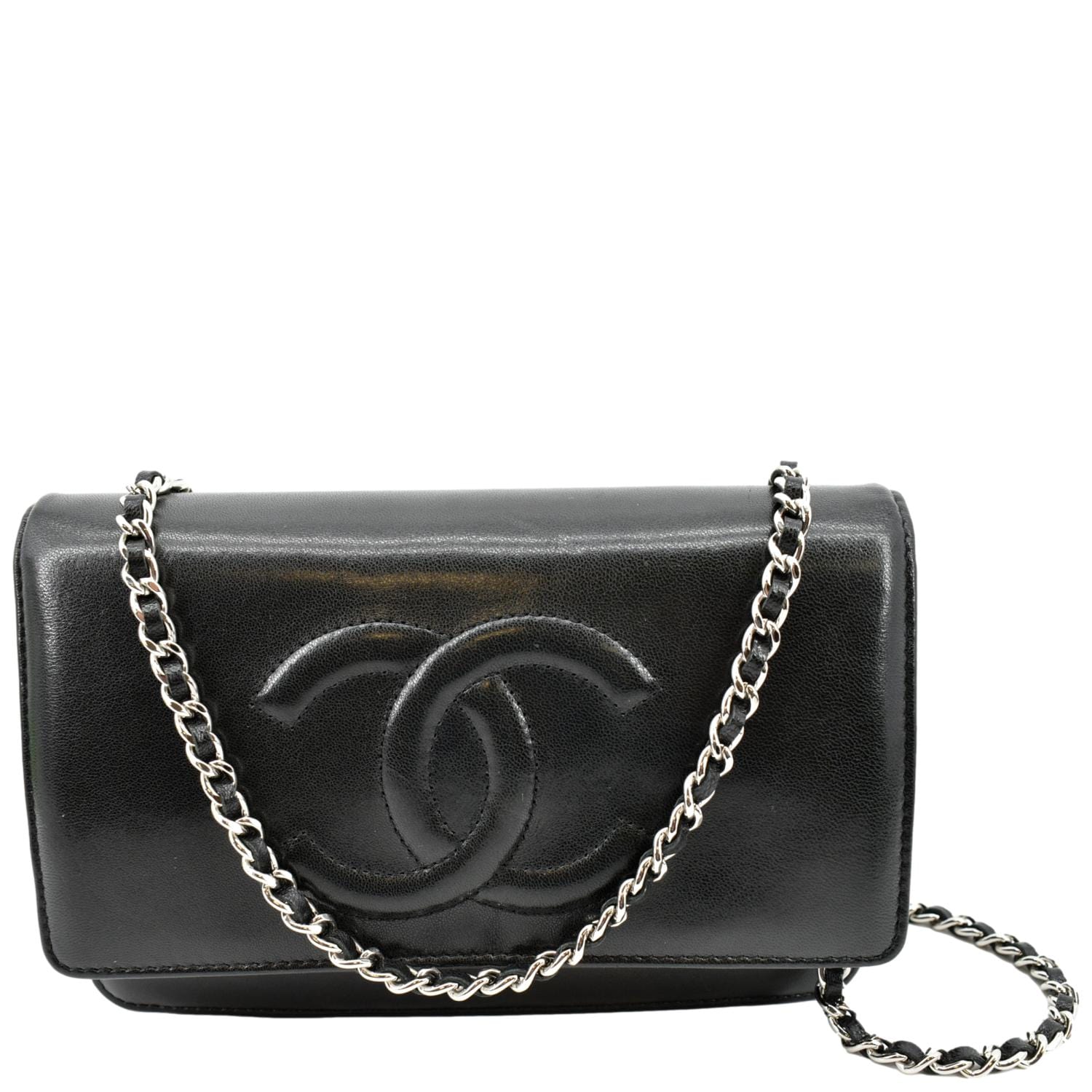 Chanel Timeless WOC Patent on Leather Black Wallet Case