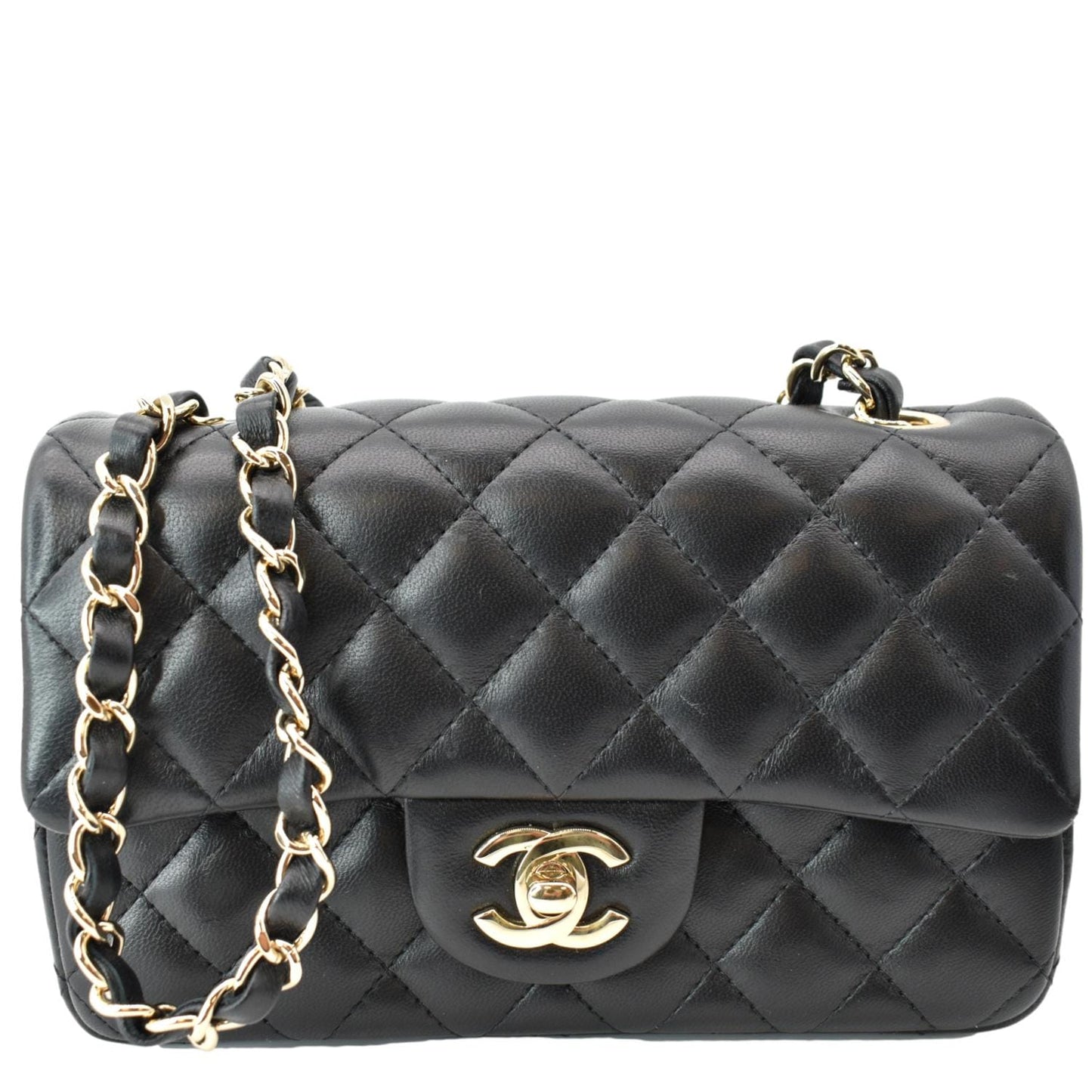 Chanel Rectangular Flap Quilted Leather Lambskin Black Travel Bag