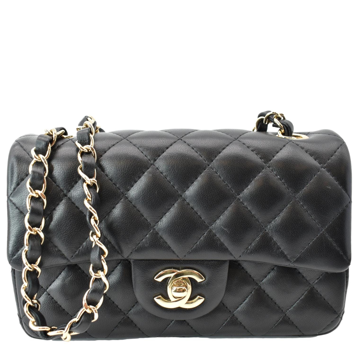 Chanel Rectangular Flap Quilted Leather Lambskin Black Travel Bag