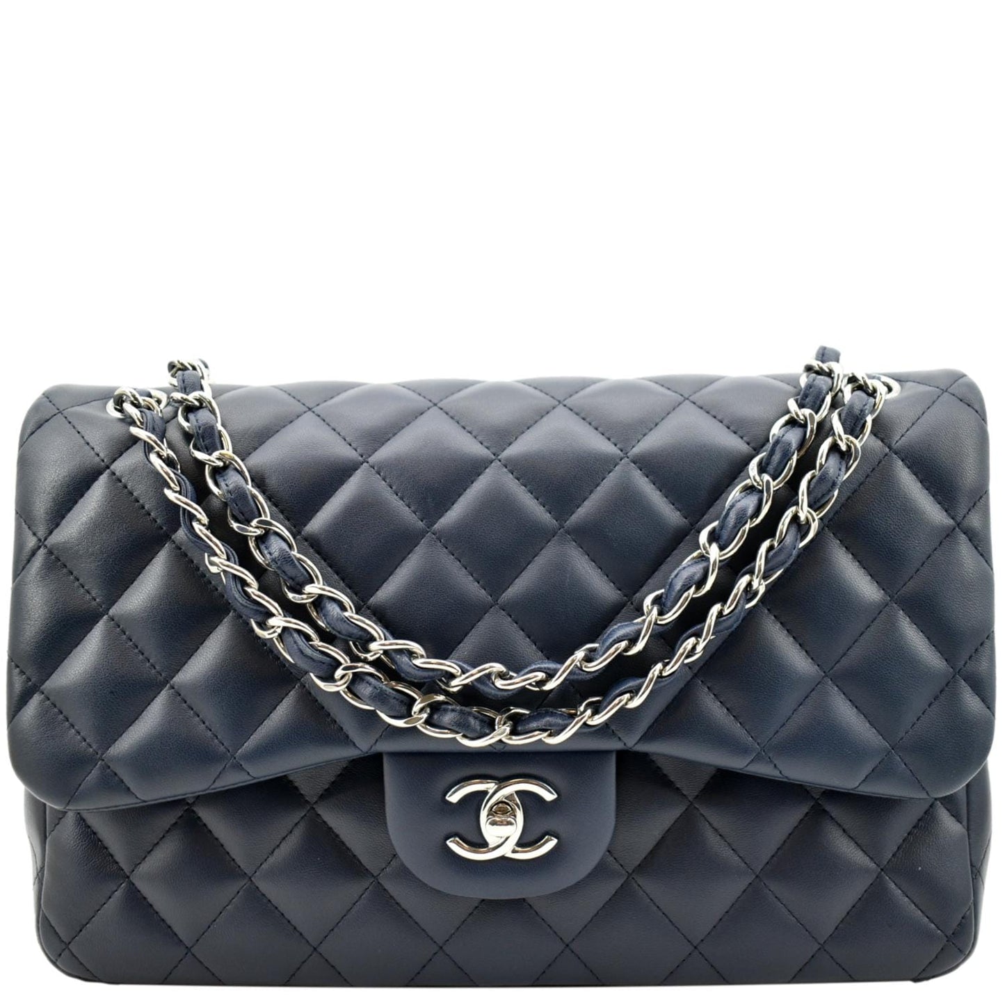 Chanel Jumbo Double Flap Navy Leather Calfskin Blue Travel Bag