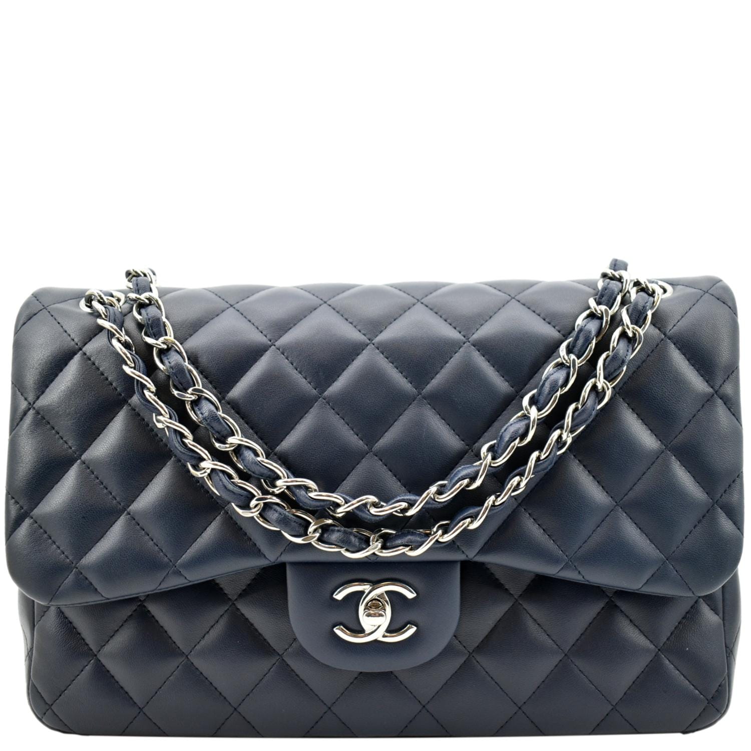 Chanel Jumbo Double Flap Navy Leather Calfskin Blue Travel Bag