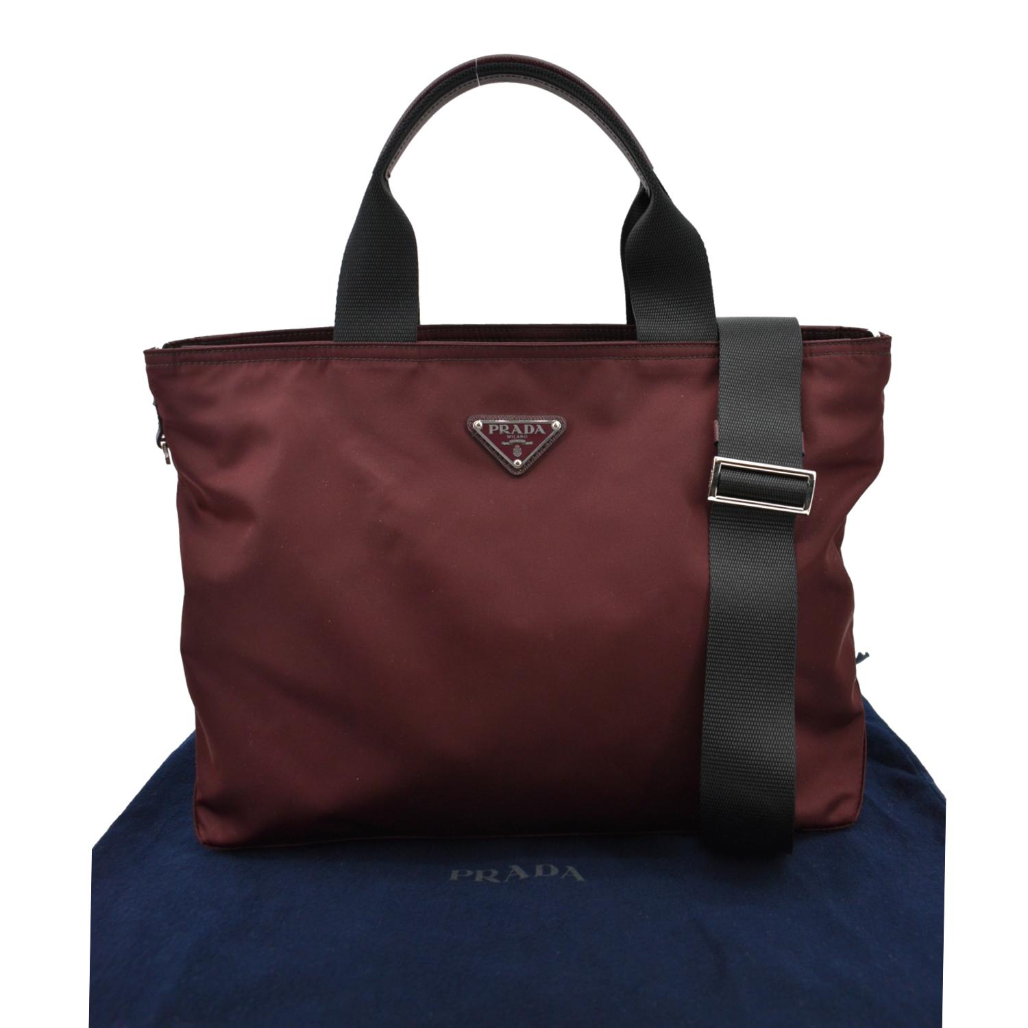 Prada Tote Bag Maroon Nylon Medium