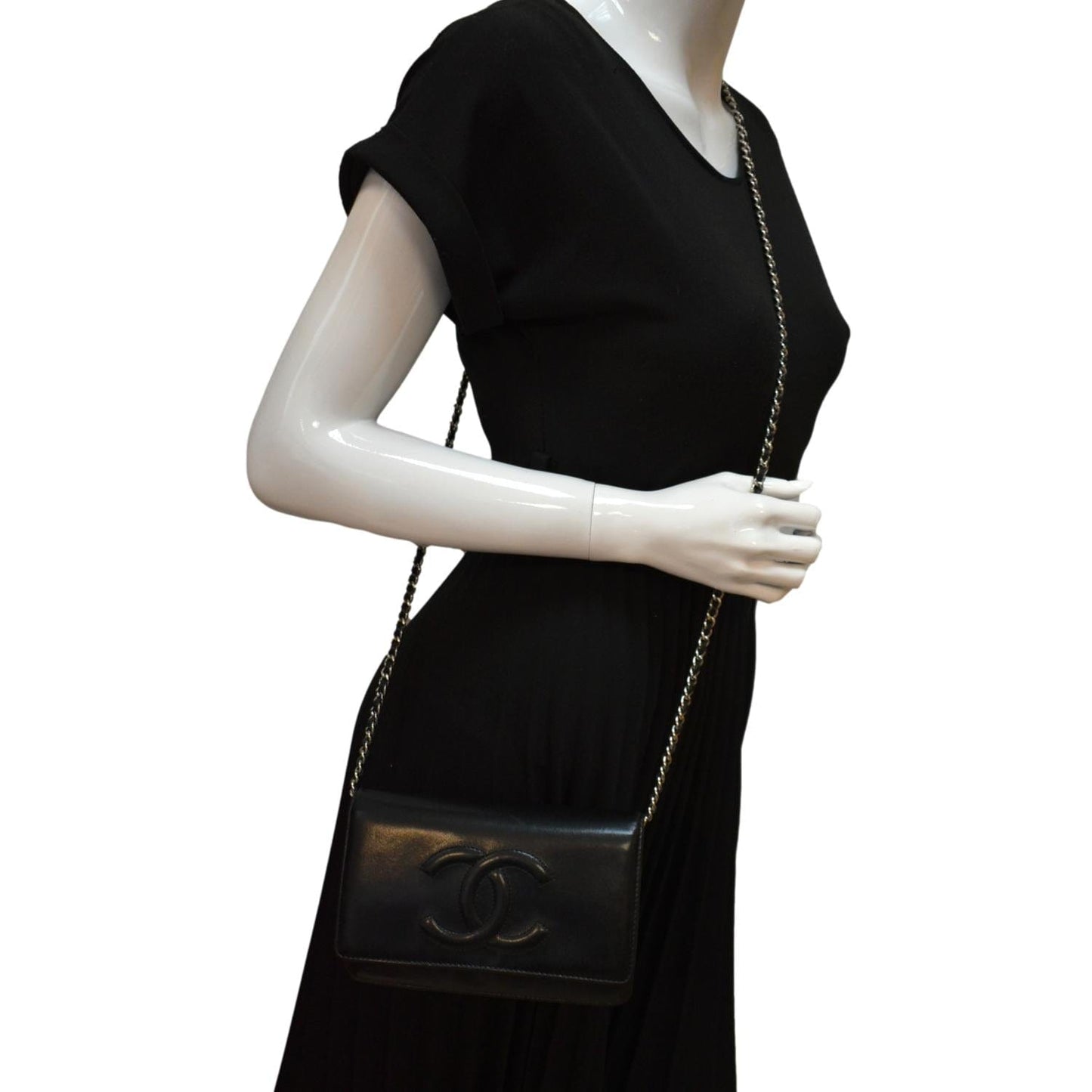 Chanel Timeless WOC Patent on Leather Black Wallet Case
