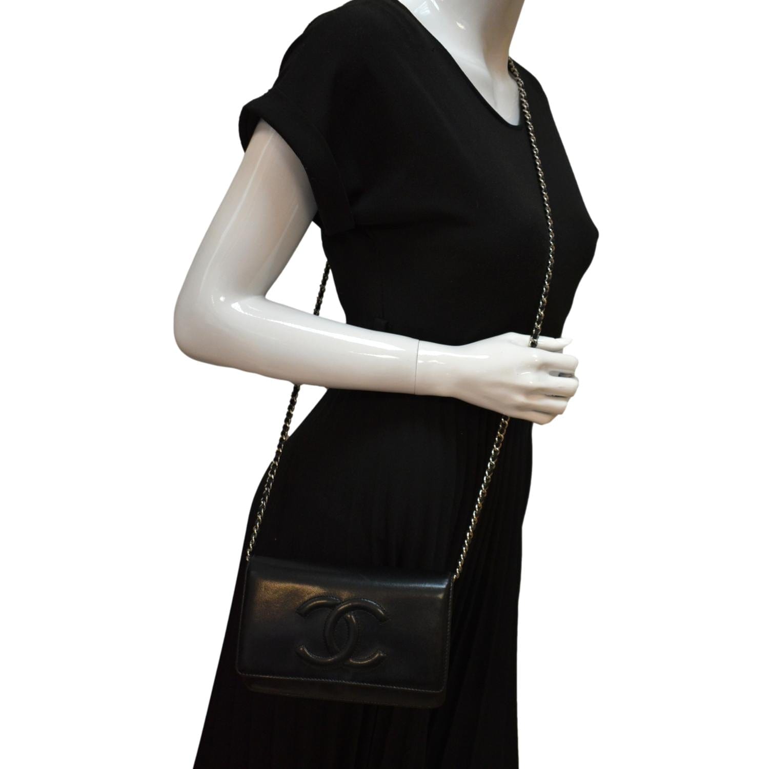 Chanel Timeless WOC Patent on Leather Black Wallet Case