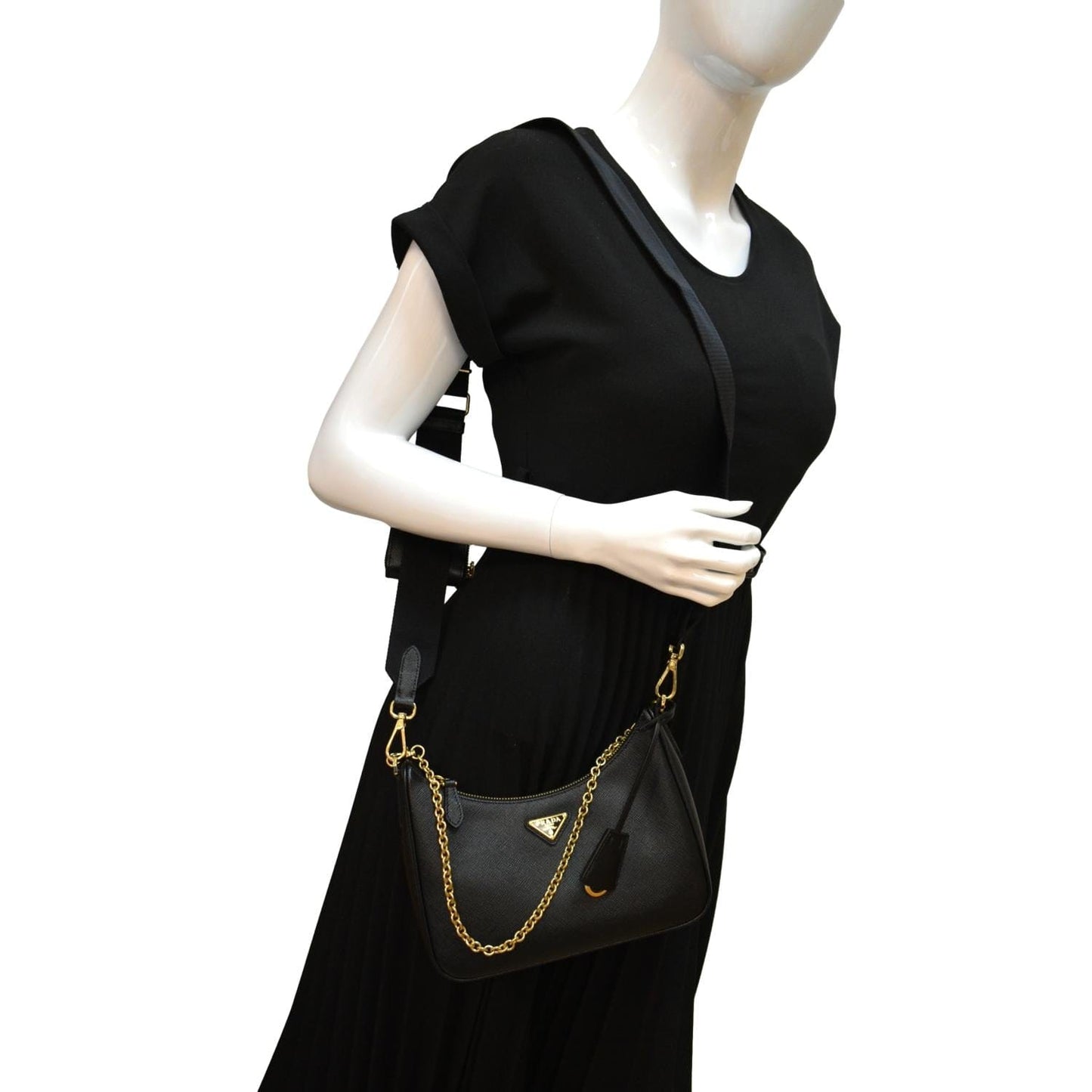 Prada Re Edition Shoulder Bag Leather Saffiano Black Re Edition 2007